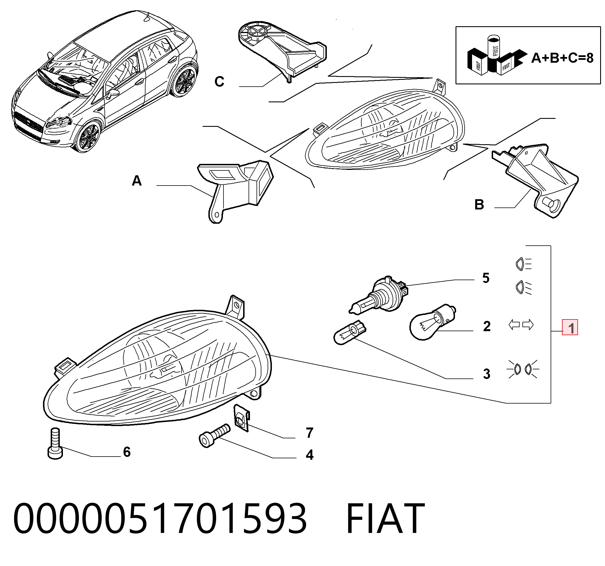  Luz esquerda Fiat Punto GRAND hatchback (199) (2005 - 2018) GRAND