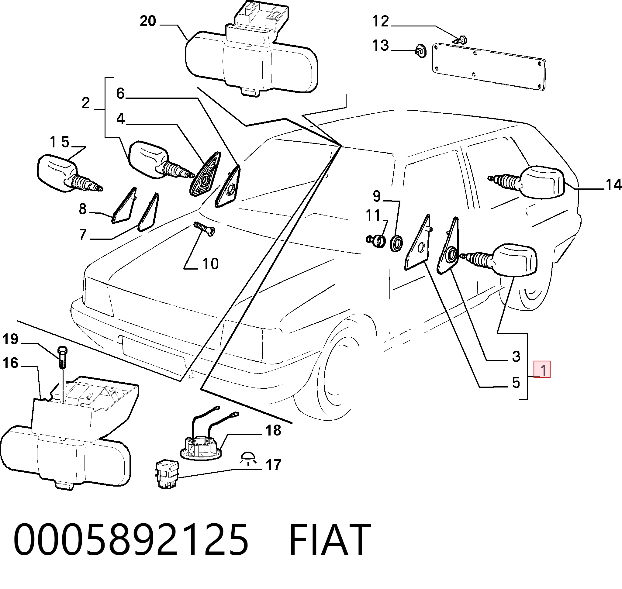 Compre Espelho de retrovisão esquerdo Fiat Uno 