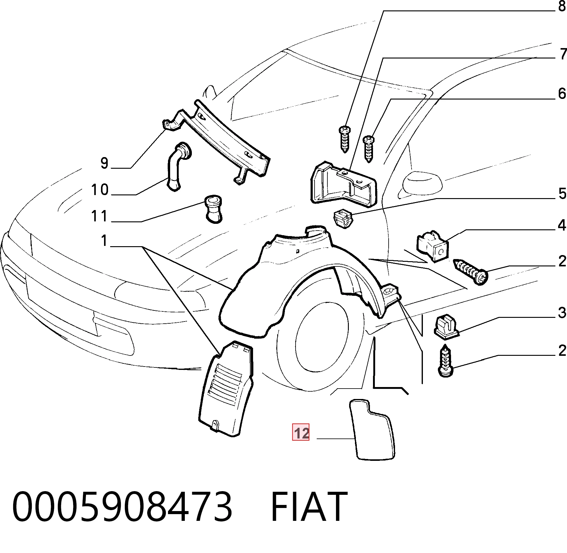 Protetores de lama dianteiros, kit para Fiat Bravo 182