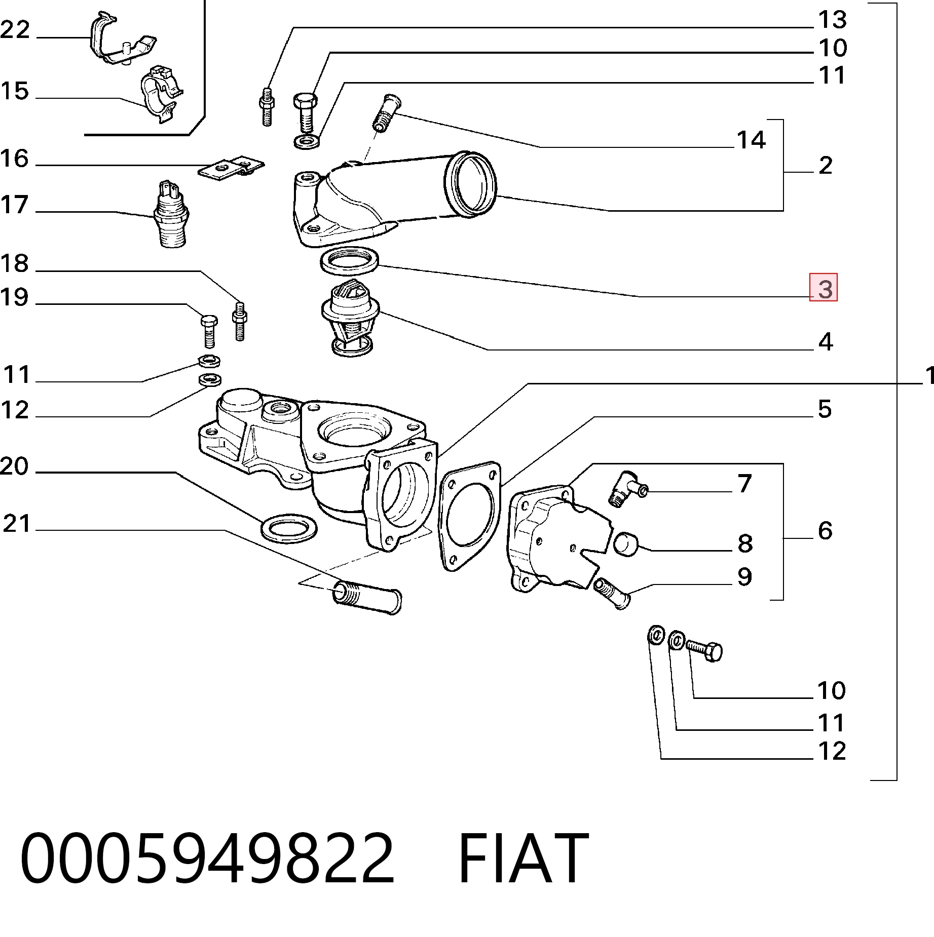  Vedante de termostato Ford Transit V сaixa (V184/5) (2000 - 2006) V