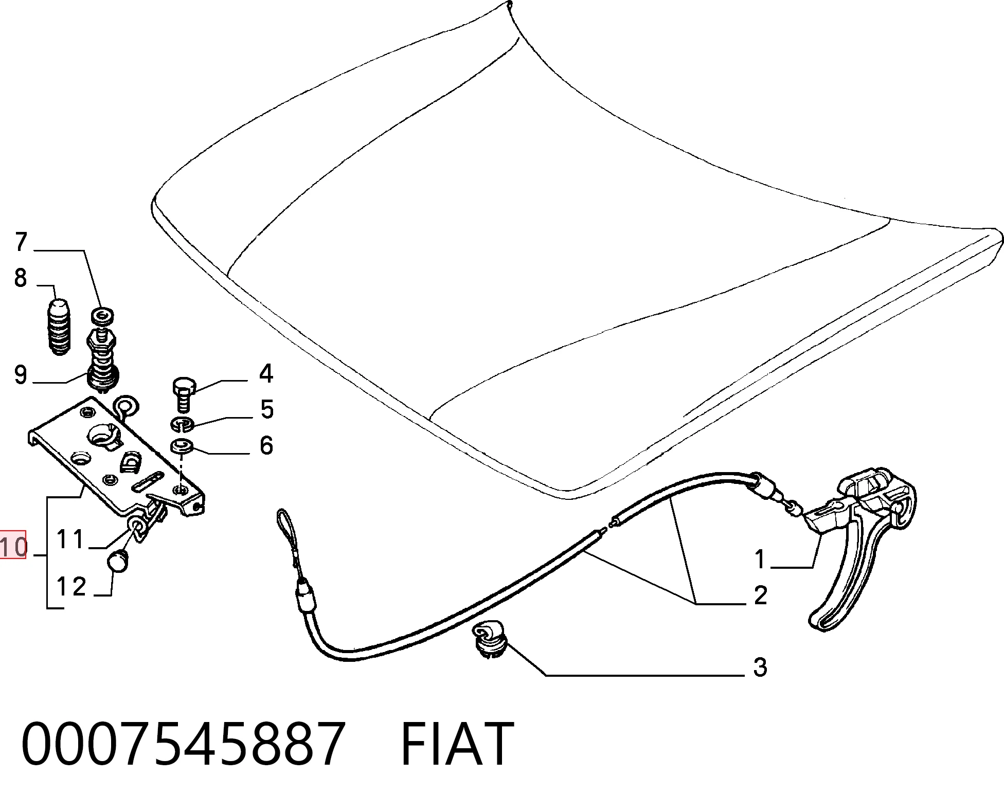 Fecho da capota para Fiat Fiorino 146 Uno