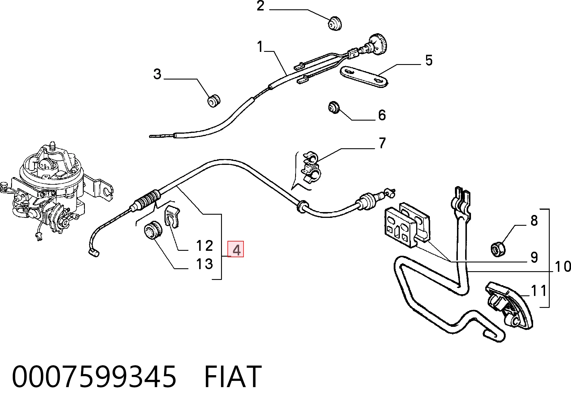 Cabo/pedal de gás (de acelerador) para Fiat Tempra 159