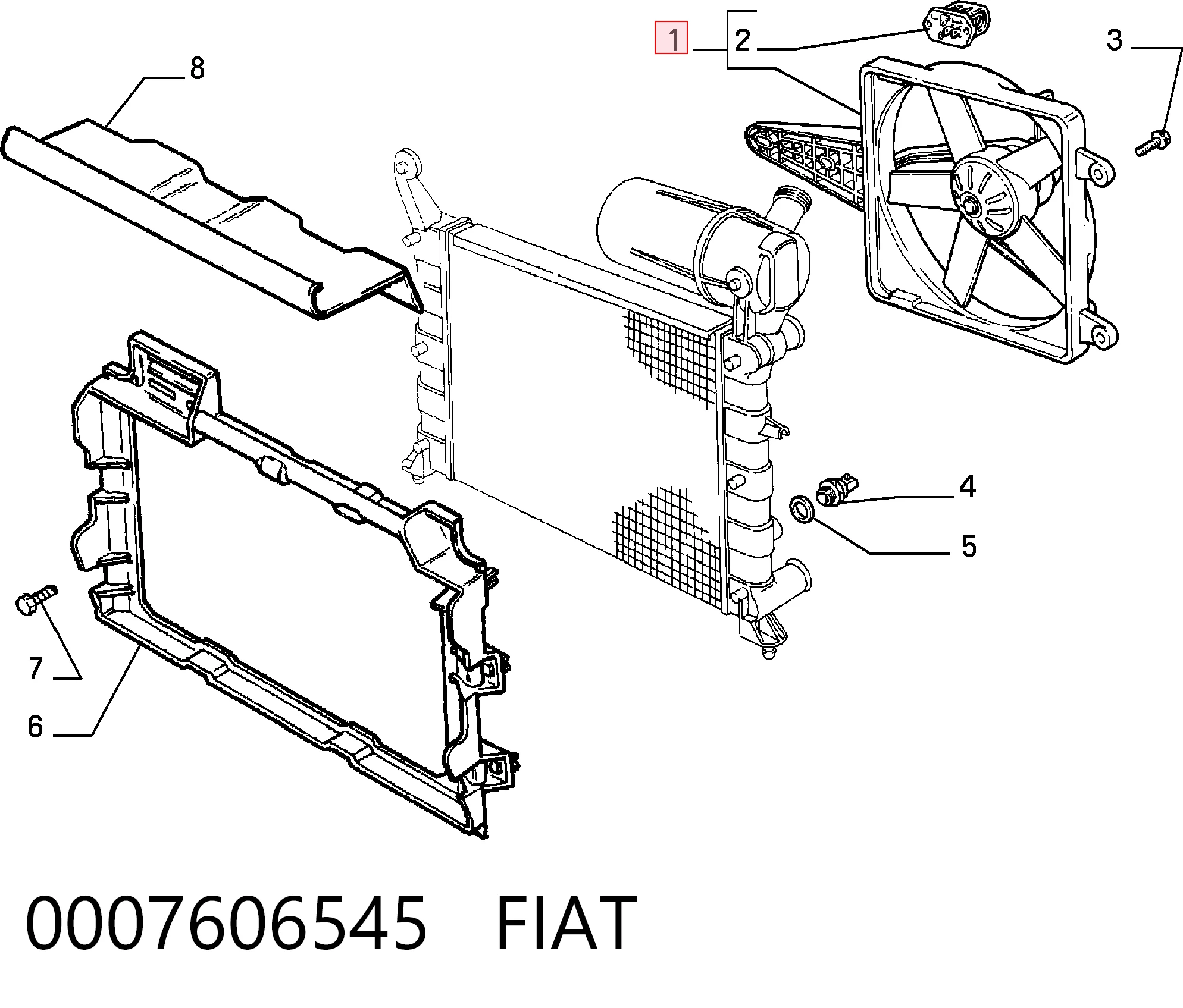 Ventilador elétrico de esfriamento montado (motor + roda de aletas) Fiat Tipo  160