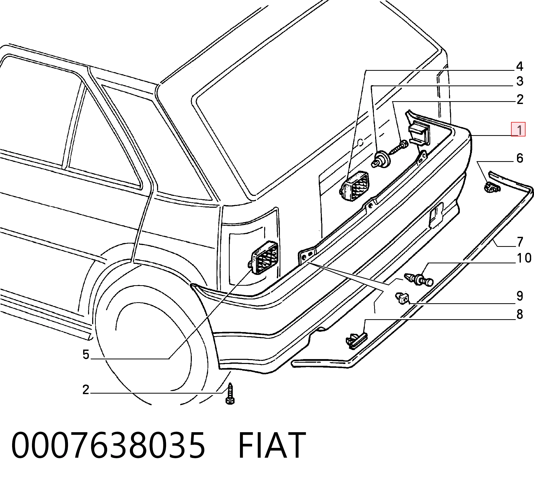  Pára-choque traseiro Fiat Tipo hatchback (160) (1987 - 1996) 
