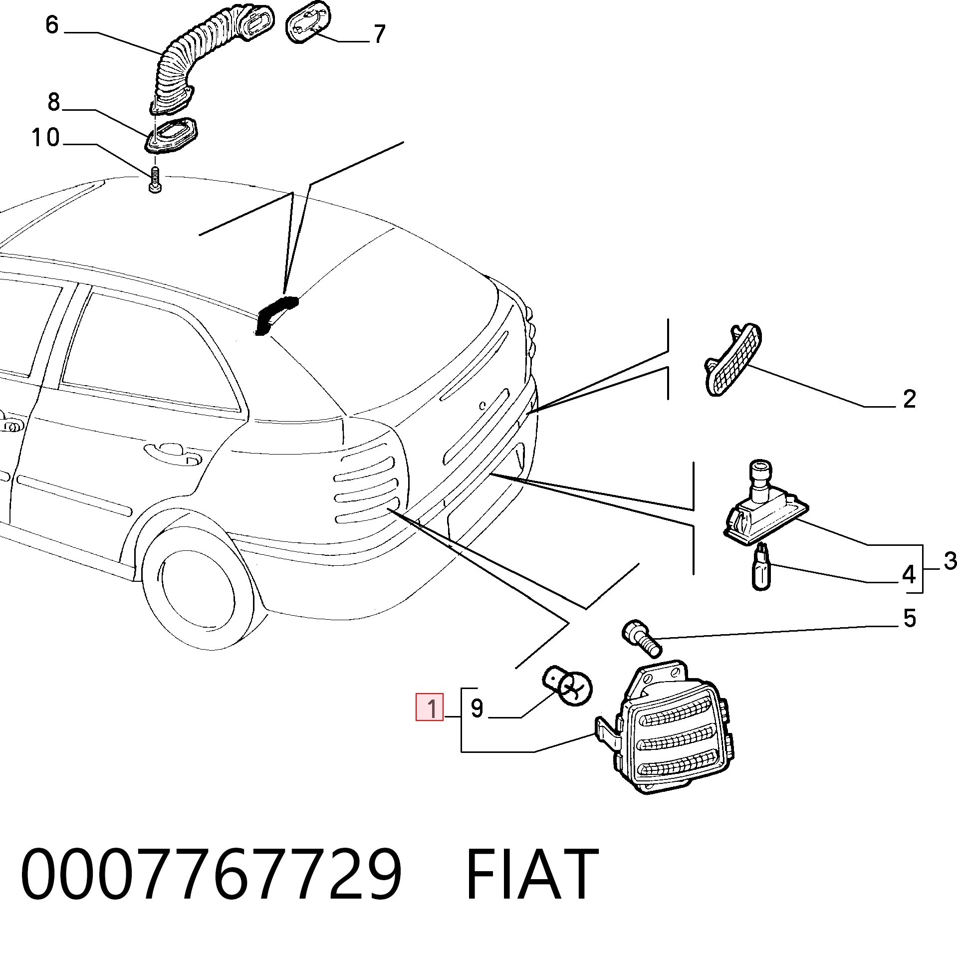 Lanterna traseira direita para Fiat Brava  182