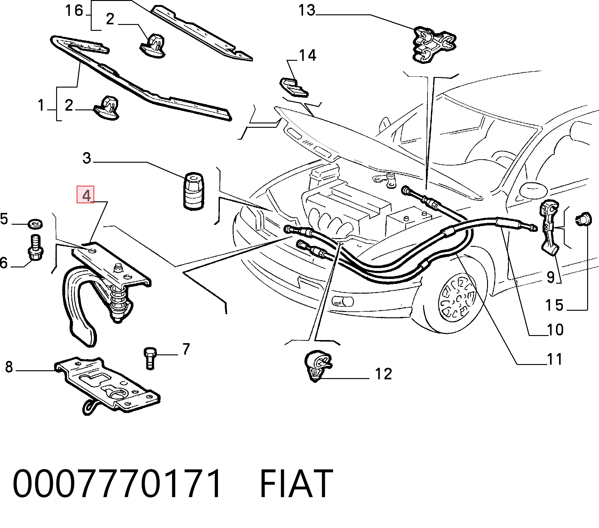 Fecho da capota para Fiat Brava  182