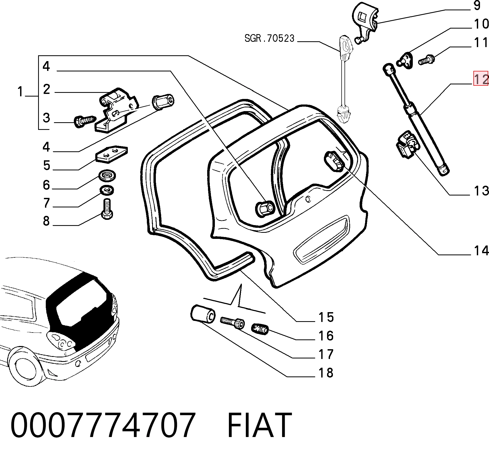  Amortecedor de tampa de porta-malas (de 3ª/5ª porta traseira) Fiat Bravo I hatchback (182) (1995 - 2001) I