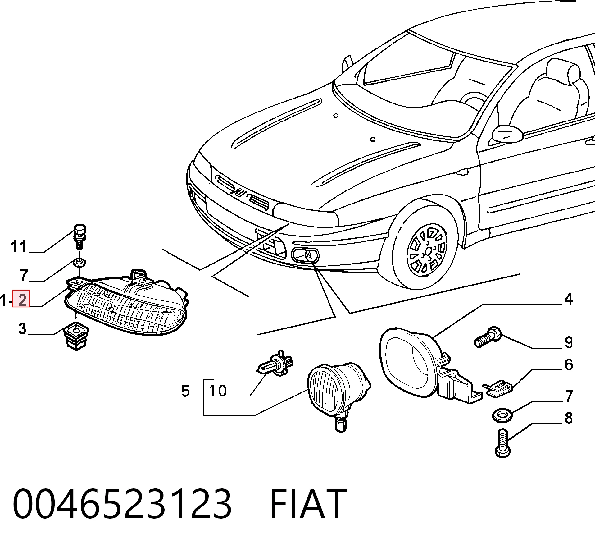 Luz esquerda para Fiat Bravo I 182