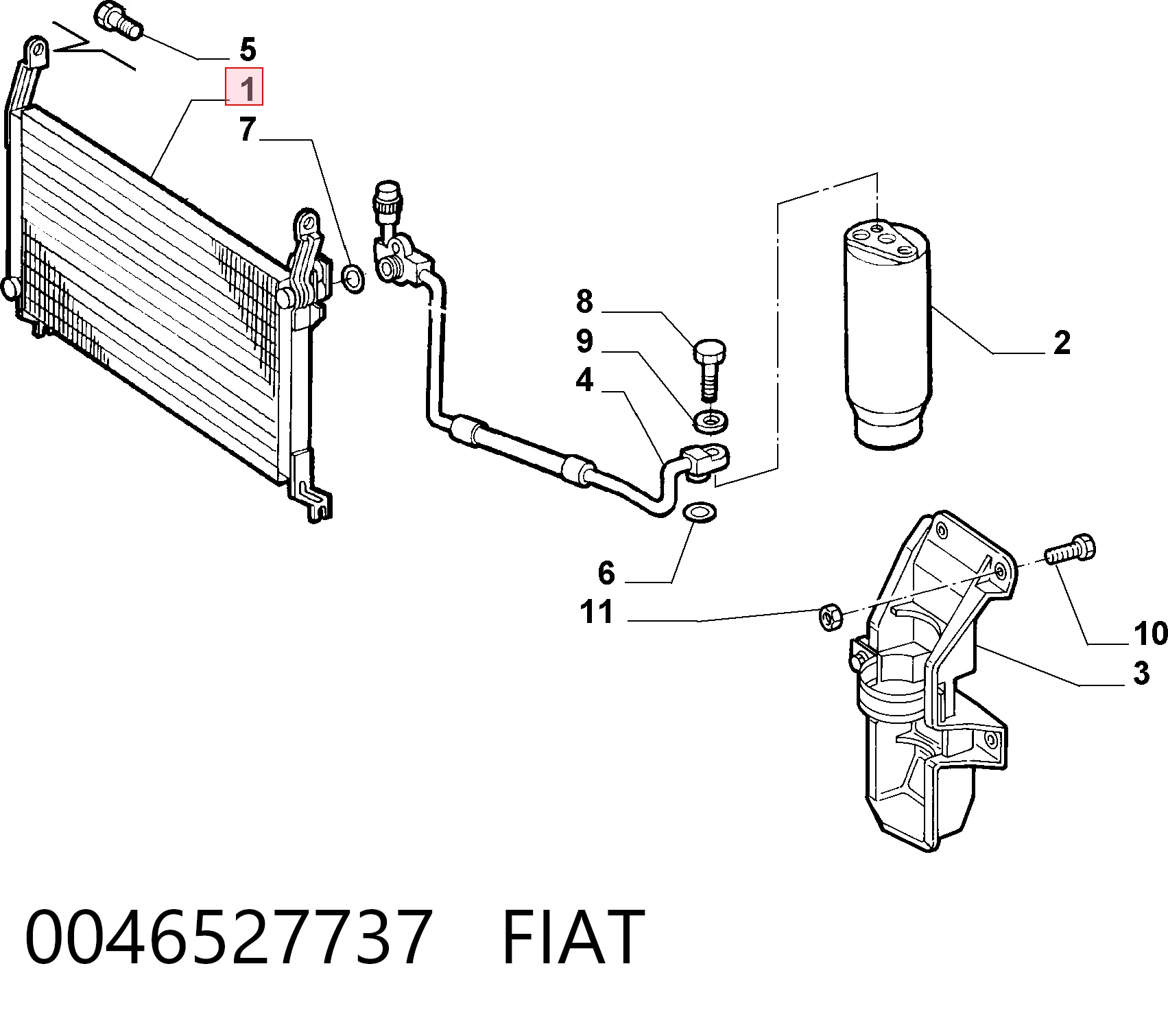  Radiador de aparelho de ar condicionado Fiat Bravo I hatchback (182) (1995 - 2001) I