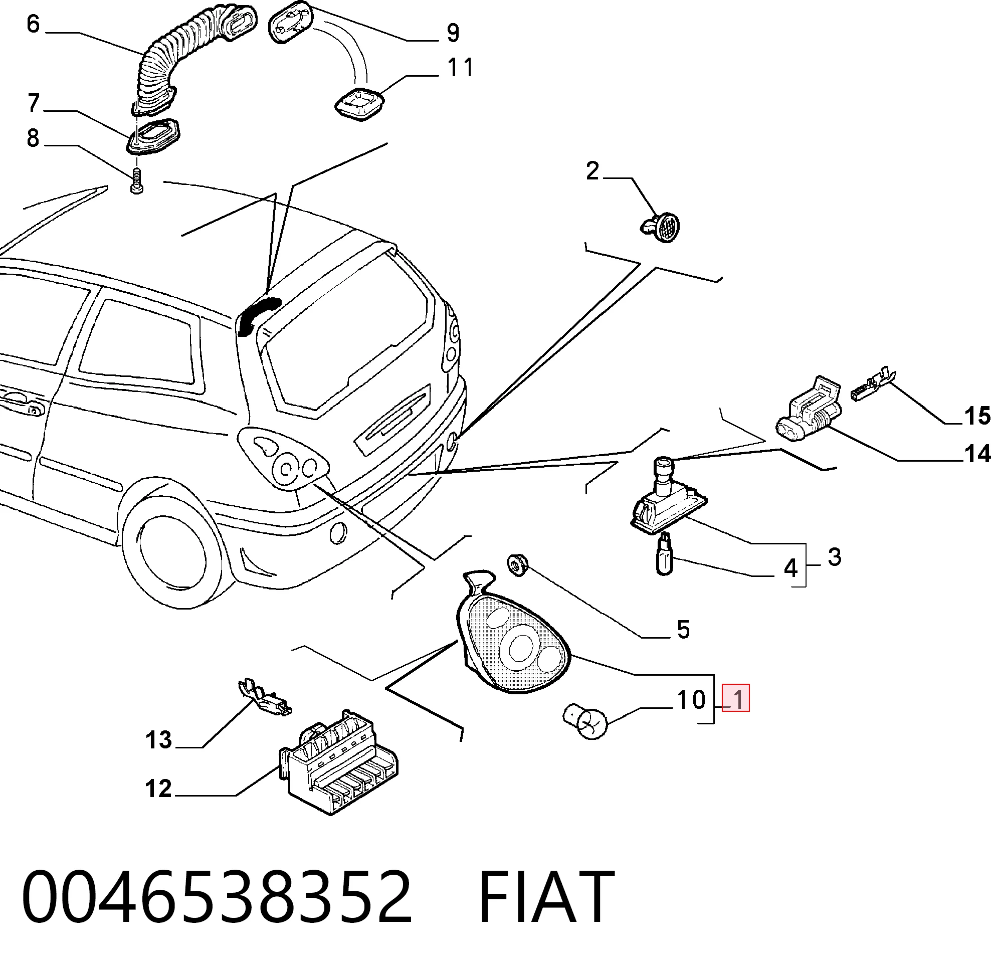 Lanterna traseira direita para Fiat Bravo I 182