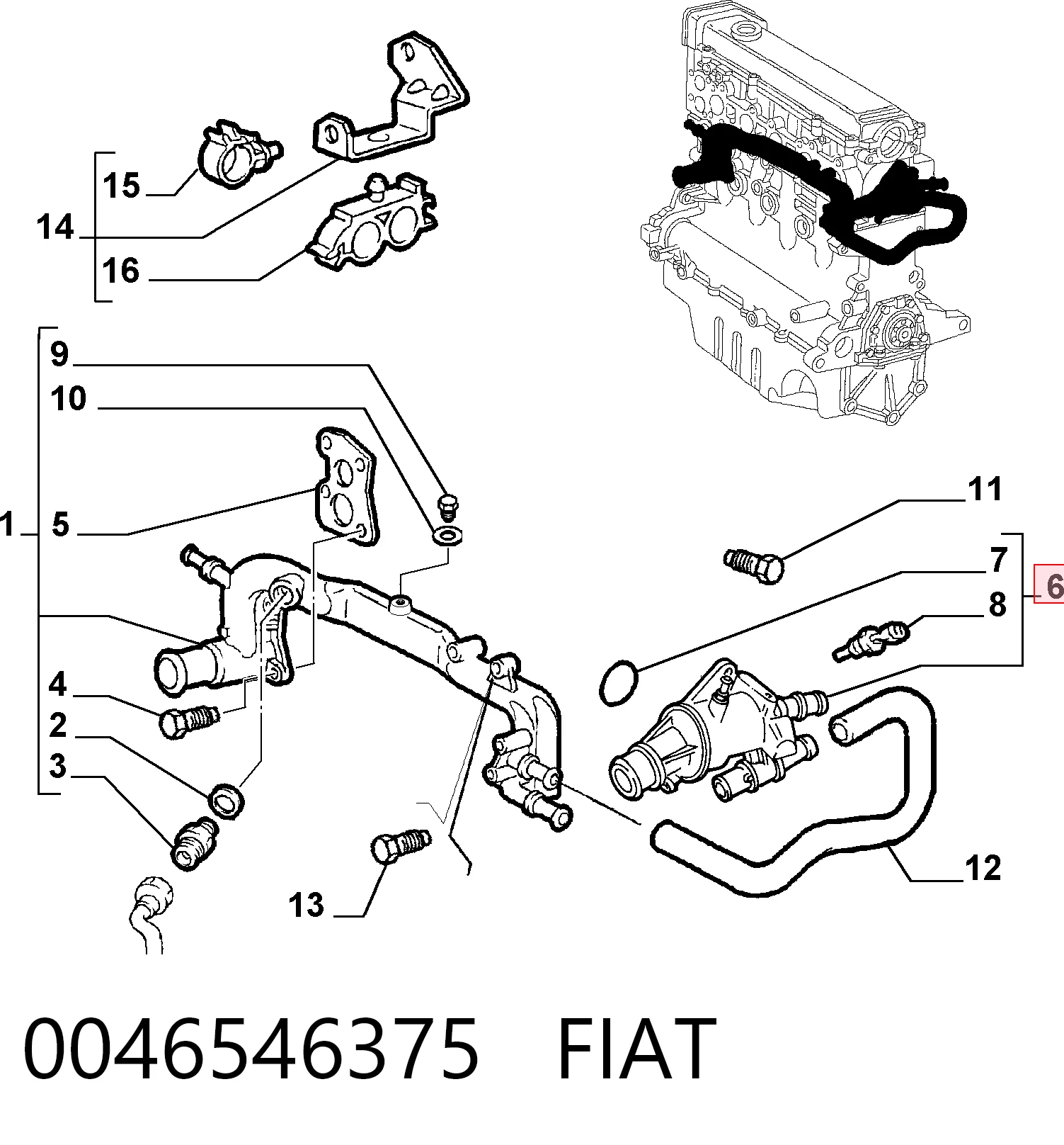 Caixa do termostato para Alfa Romeo 146 930