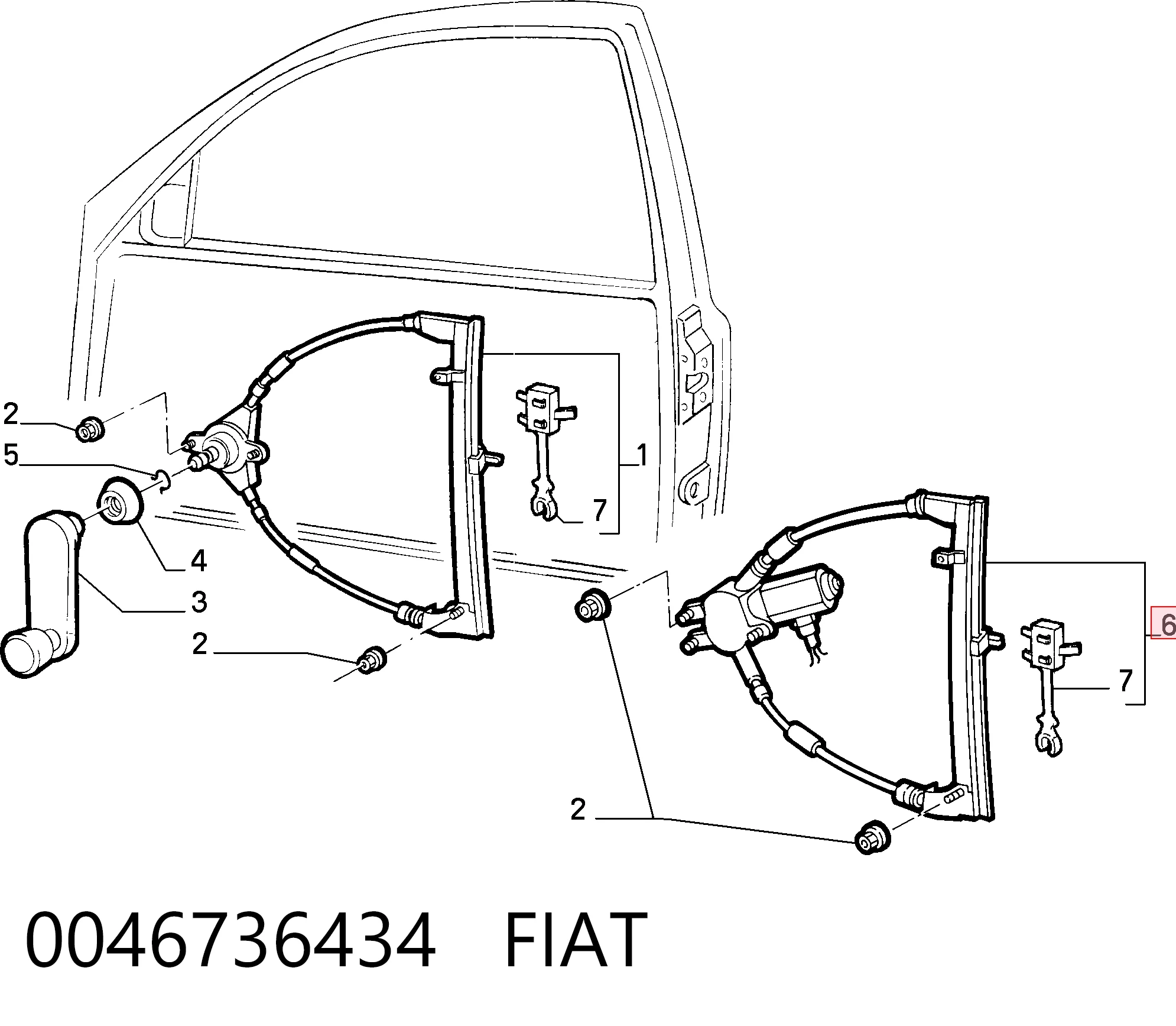 Compre Mecanismo de acionamento de vidro da porta dianteira direita Fiat Punto 1