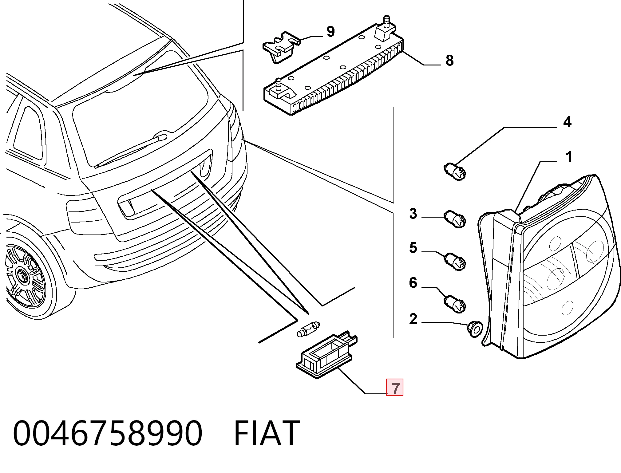 Lanterna da luz de fundo de matrícula traseira LLD380 Magneti Marelli