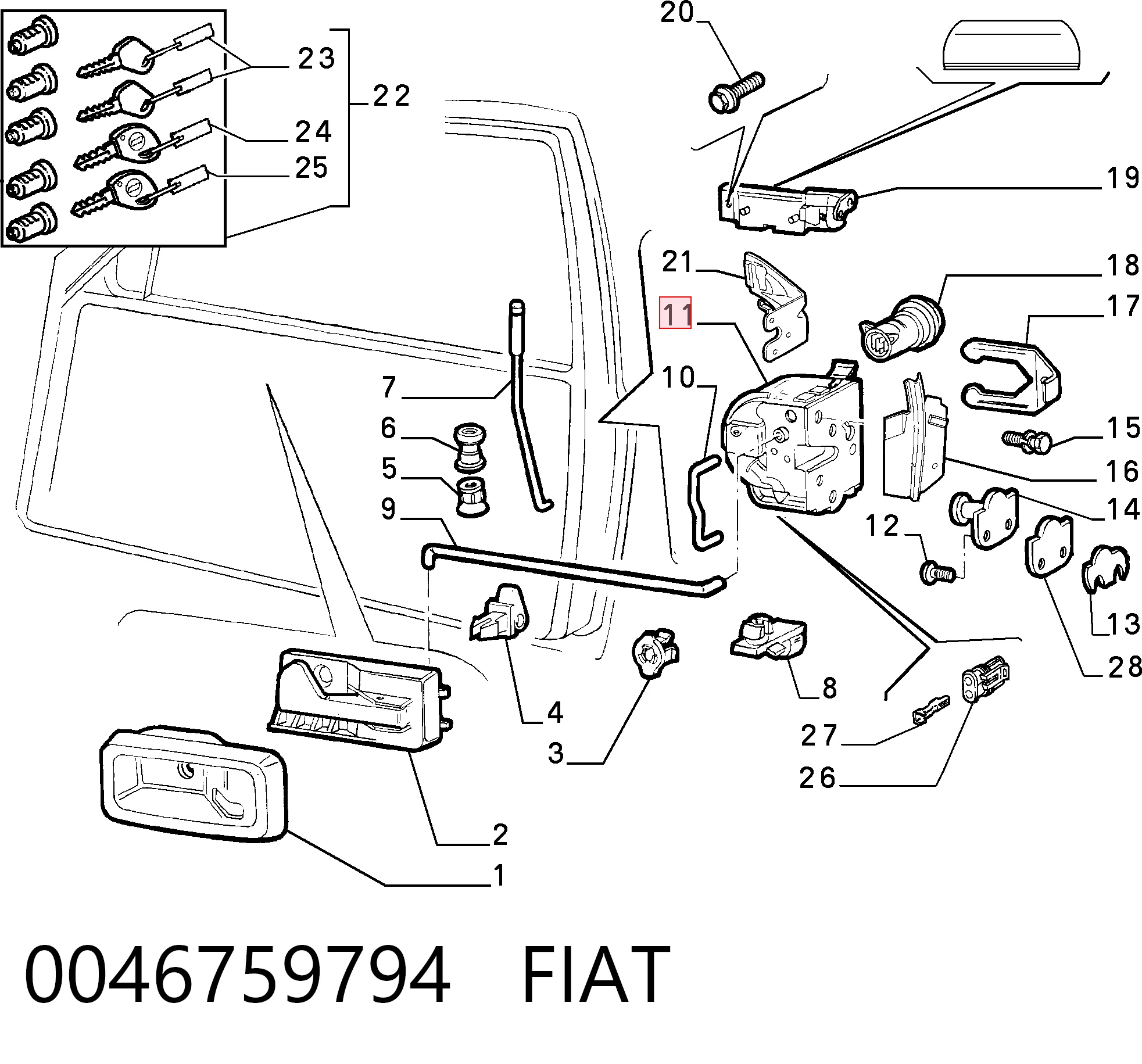 Fecho da porta dianteira esquerda Fiat Punto preço, a partir de 43,11 USD
