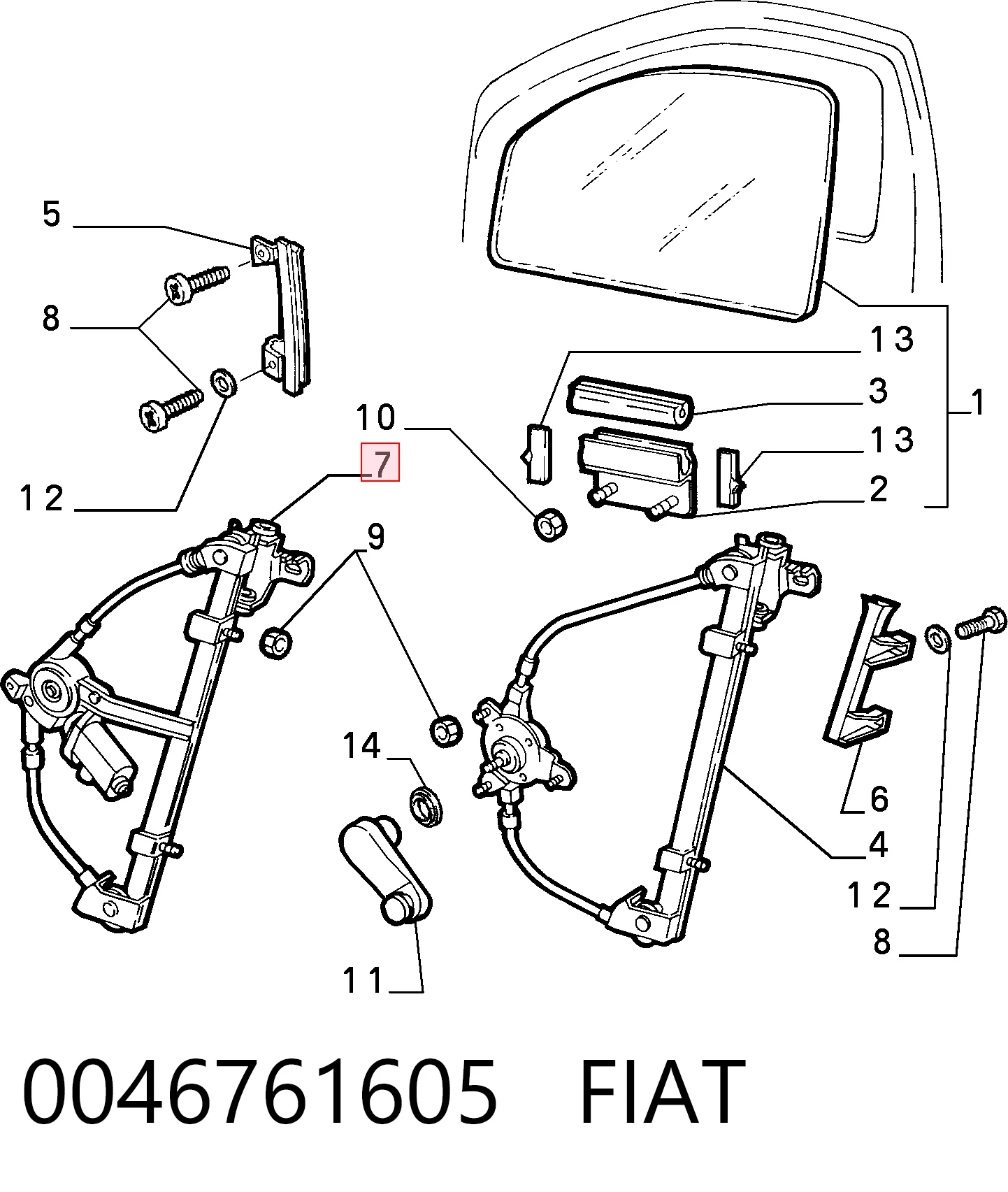 Mecanismo de acionamento de vidro da porta dianteira direita Alfa Romeo 146  930