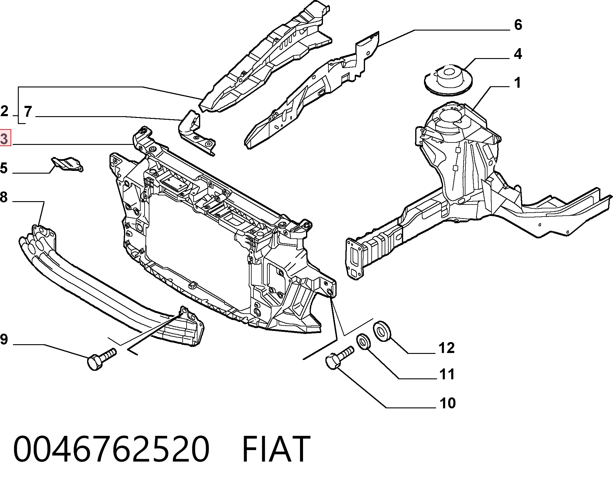 Compre Suporte do radiador montado (painel de montagem de fixação das luzes) Fiat Stilo 