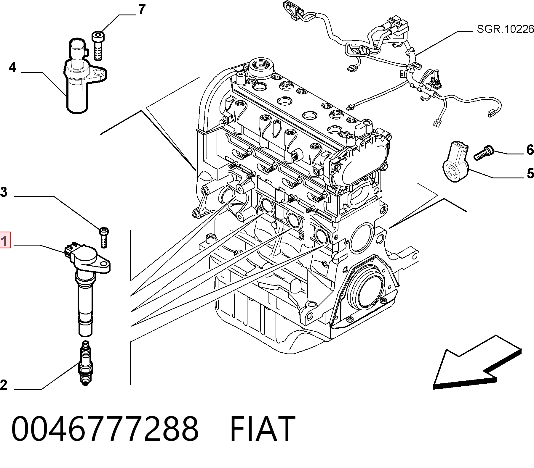0046777288 Fiat/Alfa/Lancia Bobina de ignição