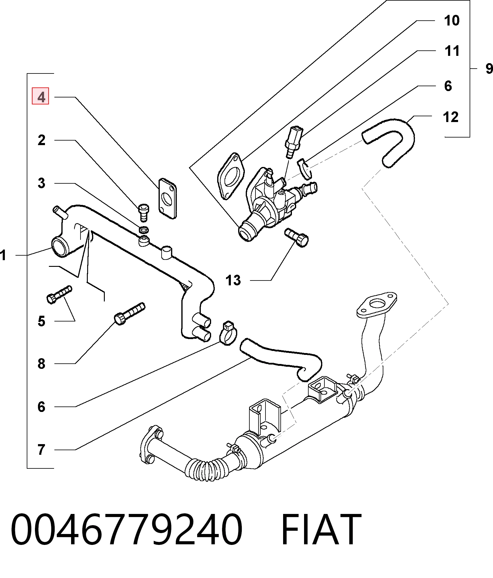 55566106 Peugeot/Citroen Vedante do flange (da união em T) do sistema de esfriamento