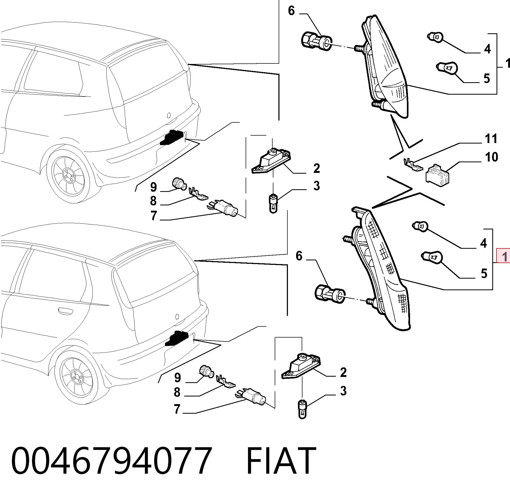 Lanterna traseira direita Fiat Punto II 188