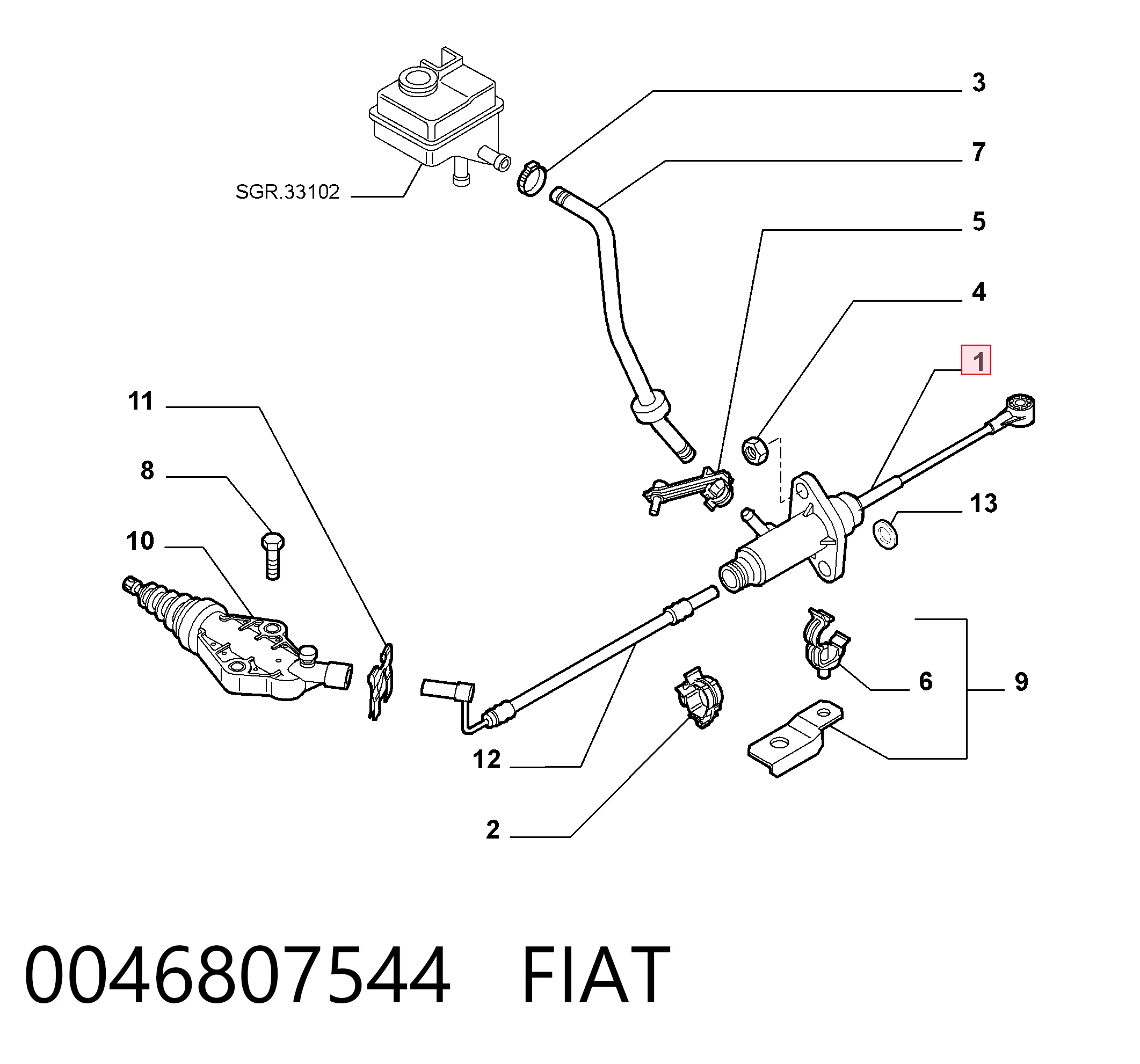 Cilindro mestre de embraiagem para Fiat Punto I 176