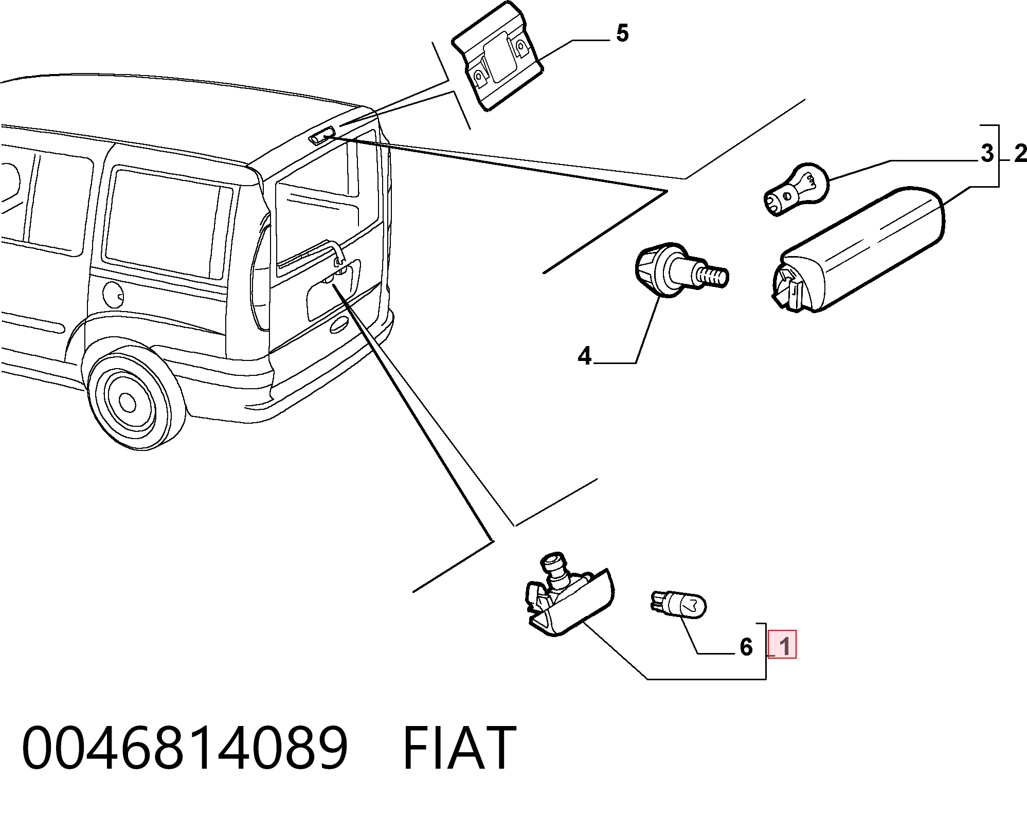 Compre Lanterna da luz de fundo de matrícula traseira Fiat Doblo 1