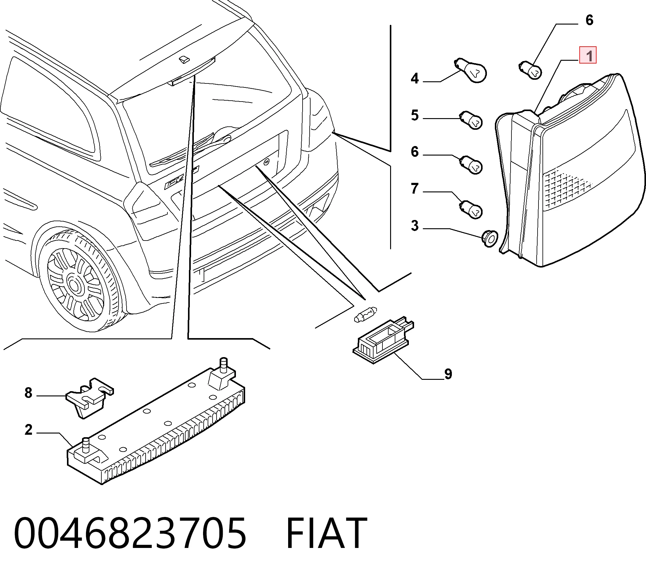Lanterna traseira direita para Fiat Stilo  192