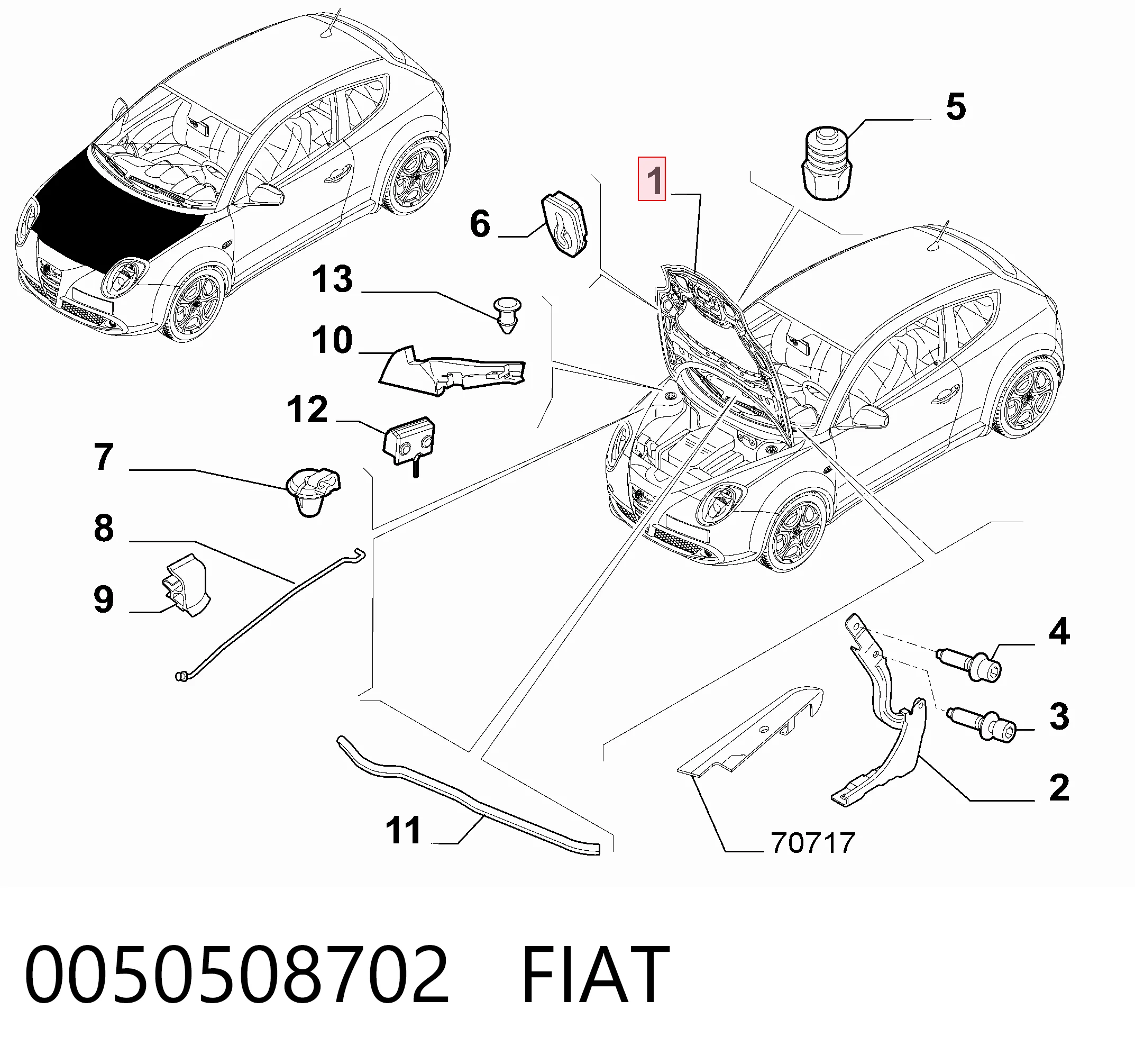  Capota Alfa Romeo Mito hatchback (955) (2008 - 2018) 