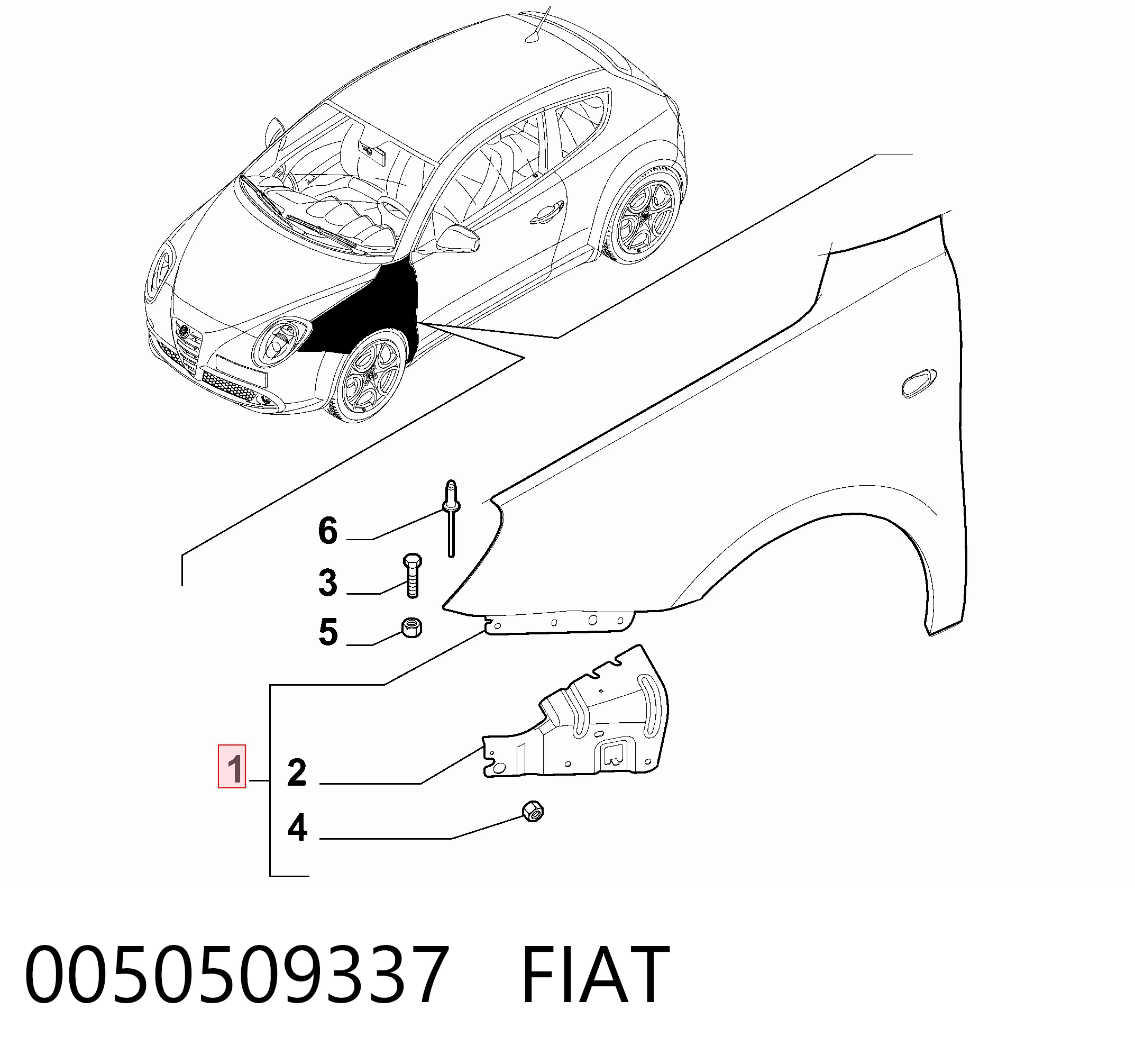 Pára-lama dianteiro esquerdo Alfa Romeo Mito  955