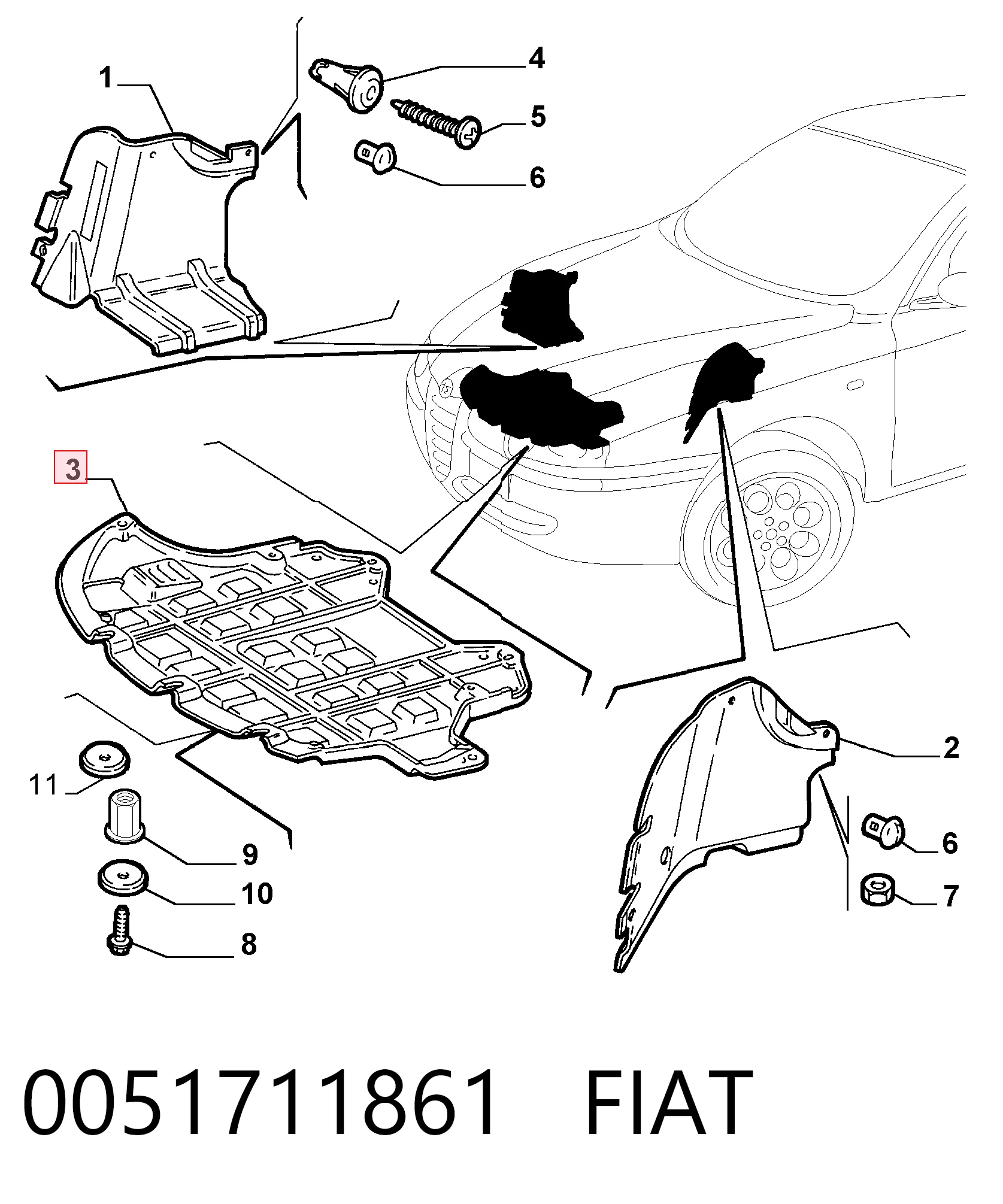  Isolamento de ruído da capota Alfa Romeo 147 hatchback (937) (2001 - 2010) 