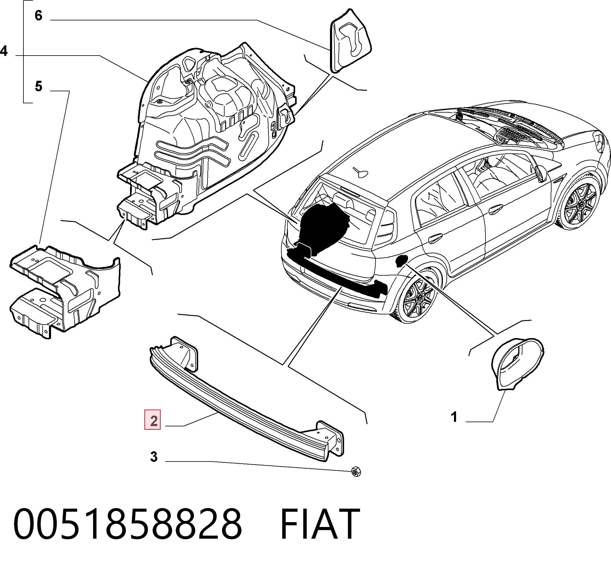 Compre Reforçador do pára-choque traseiro Fiat Punto 