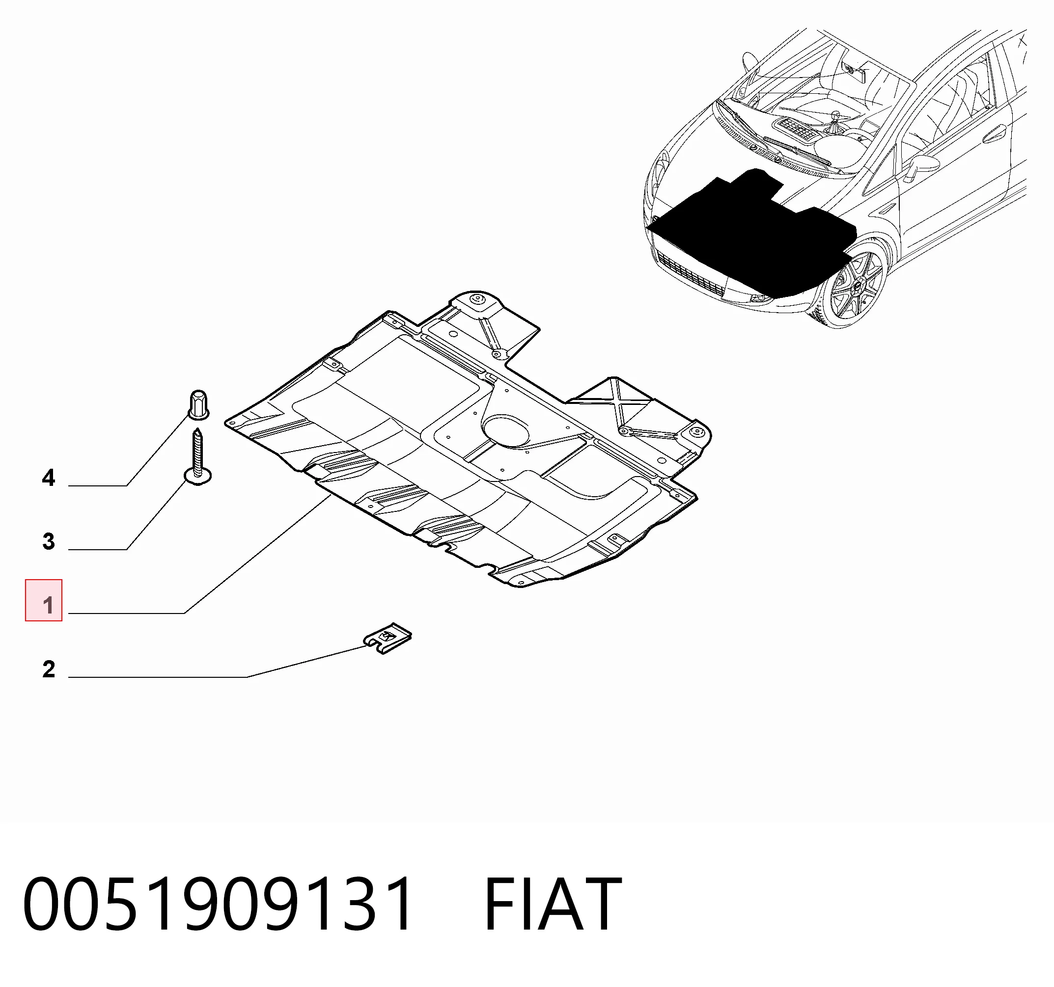  Proteção de motor, de panela (da seção de motor) Fiat Punto GRAND hatchback (199) (2005 - 2018) GRAND