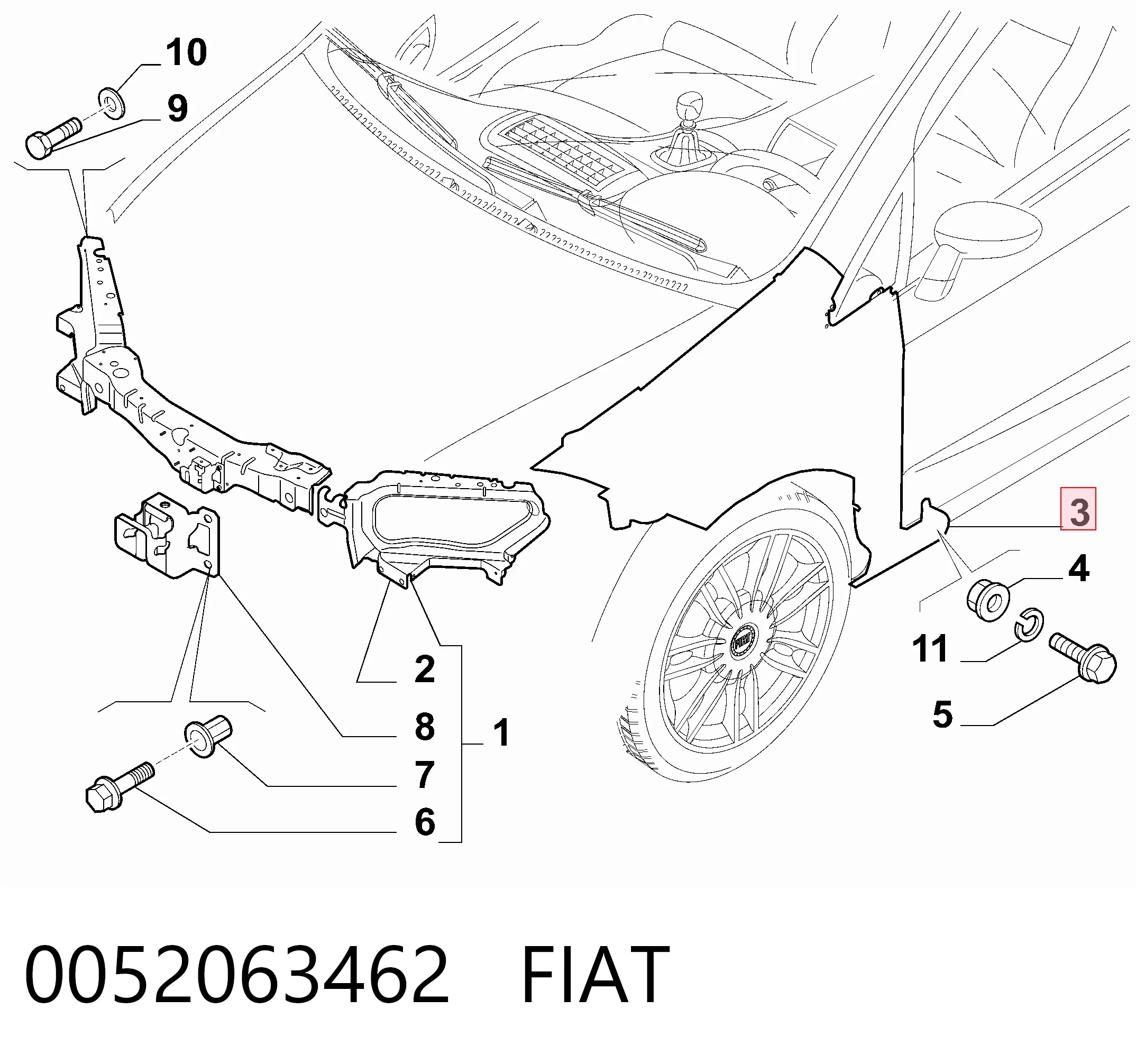 Pára-lama dianteiro esquerdo Fiat Linea  323