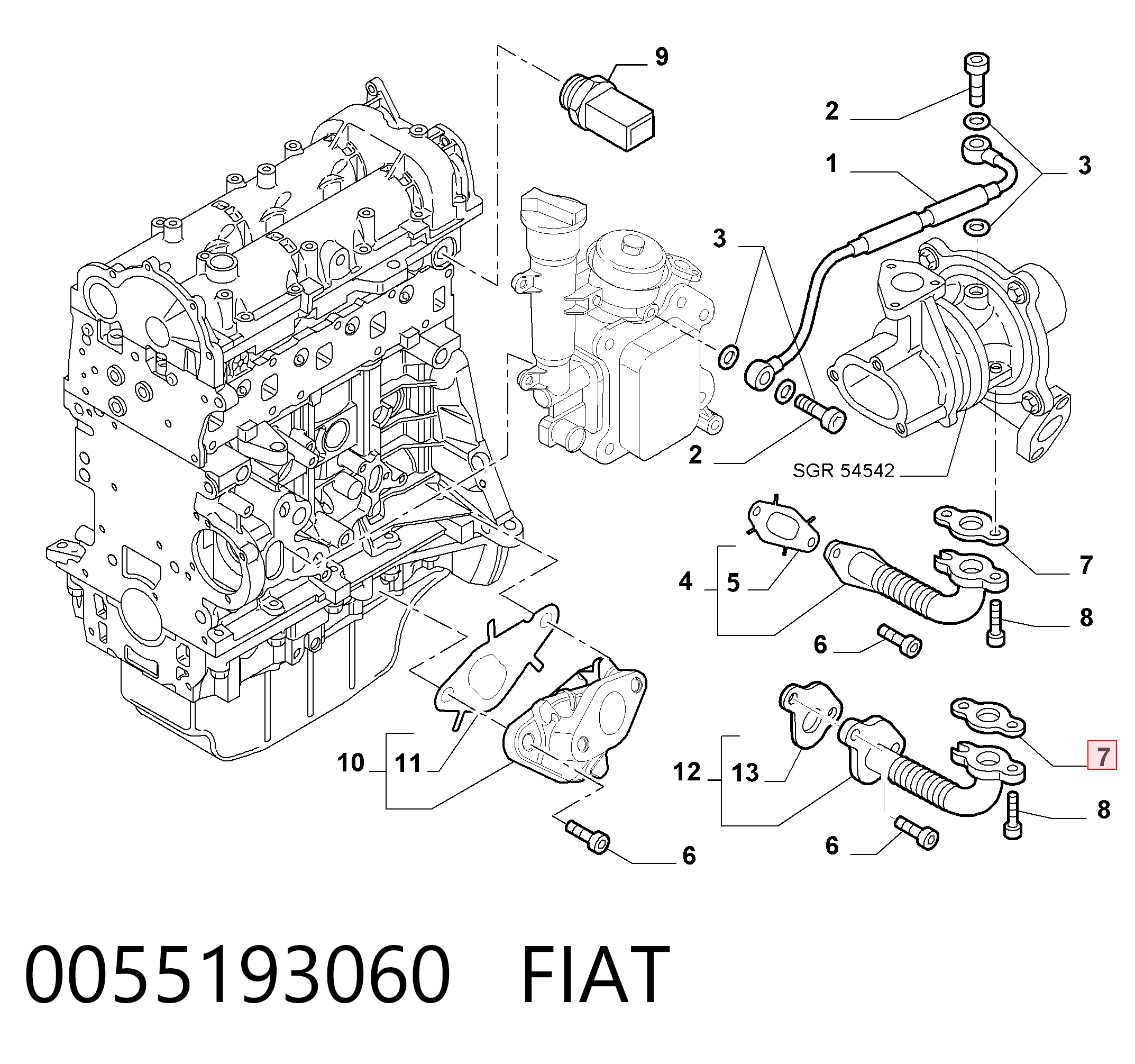 7701045132 Renault (RVI) Vedante de mangueira de derivação de óleo de turbina