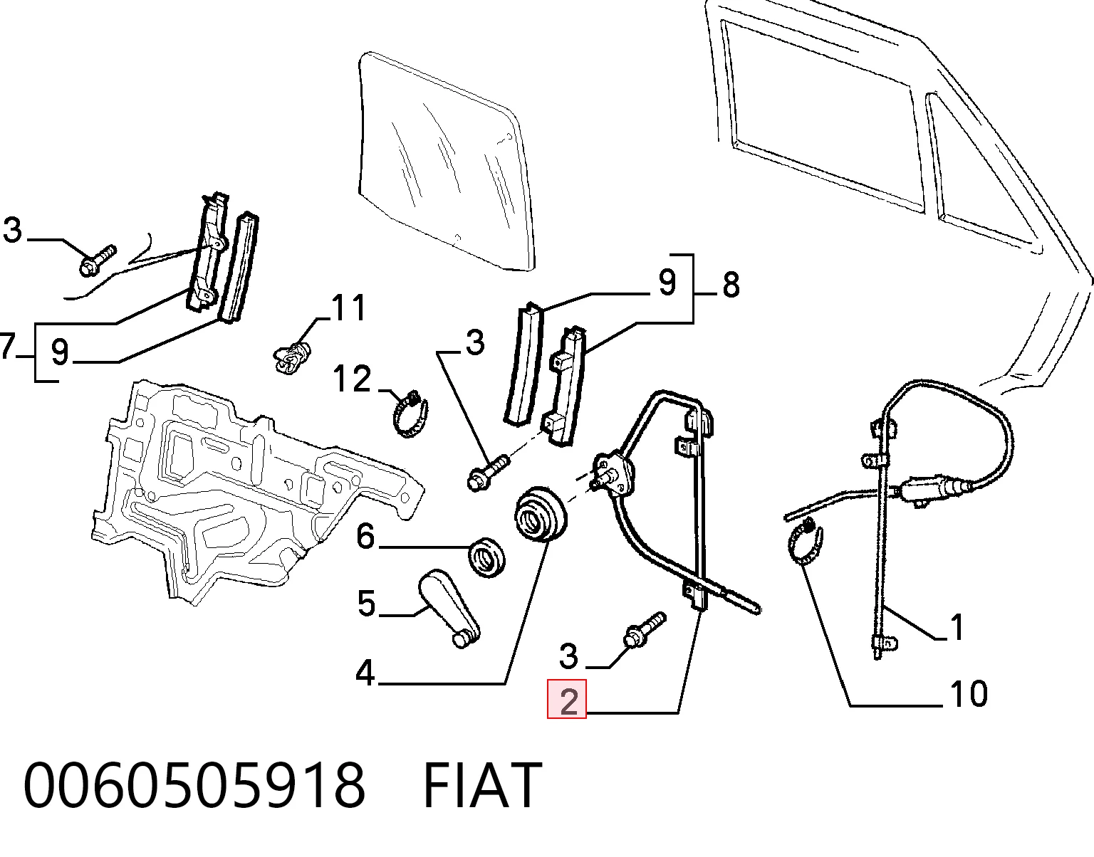 Mecanismo de acionamento de vidro da porta dianteira direita Fiat Tipo  160 ao melhor preço