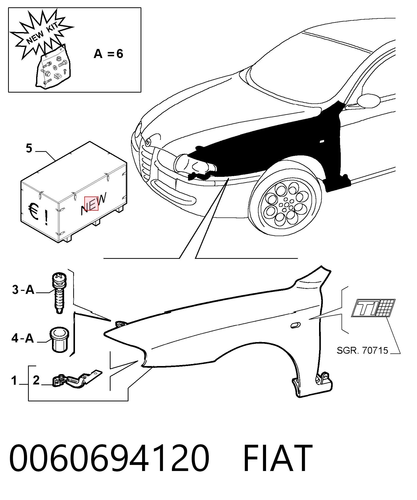  Pára-lama dianteiro esquerdo Alfa Romeo 147 hatchback (937) (2001 - 2010) 