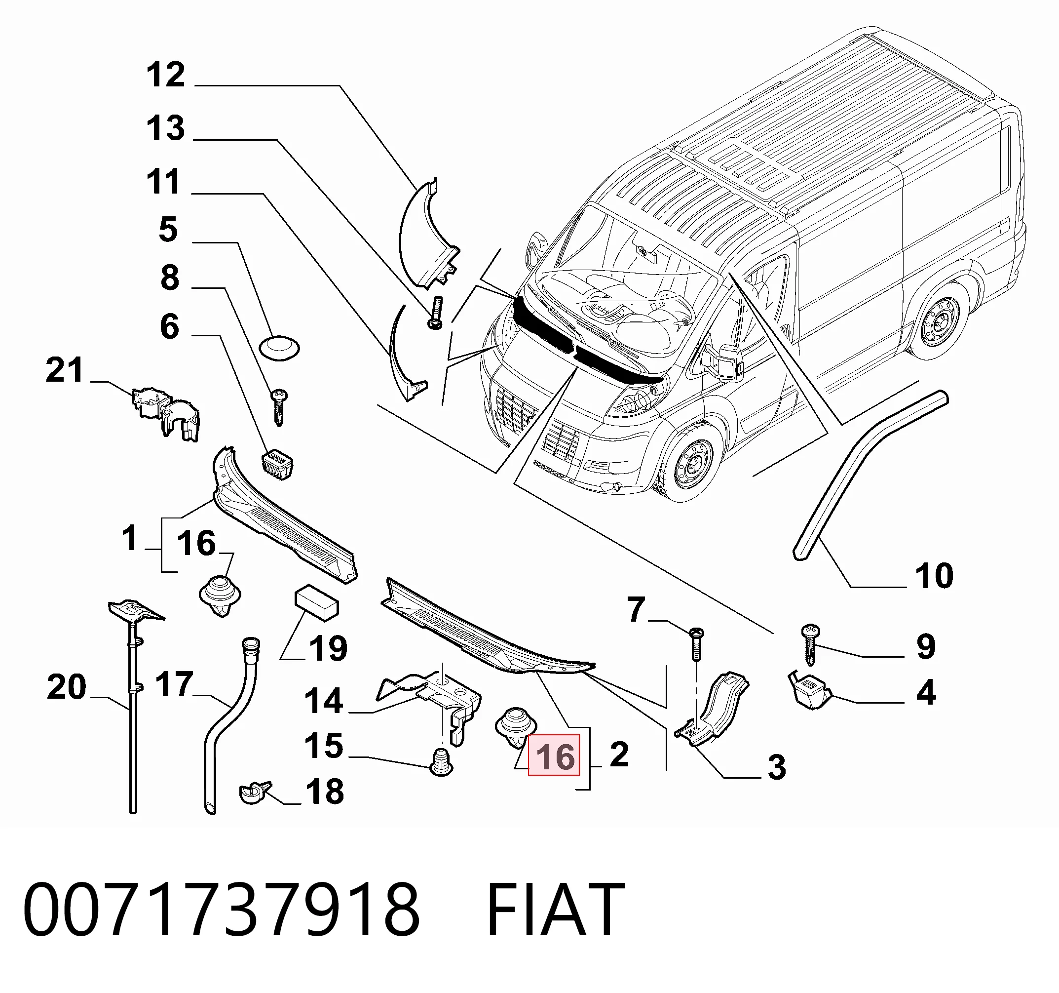 0071737918 Fiat/Alfa/Lancia Braçadeira (cápsula) de fixação de moldura da porta