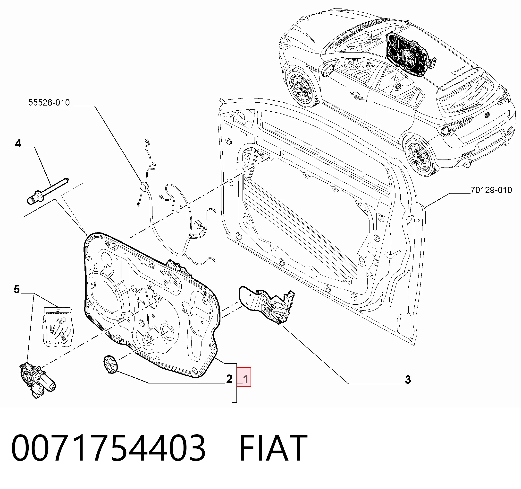 Mecanismo de acionamento de vidro da porta dianteira direita para Alfa Romeo Giulietta  940