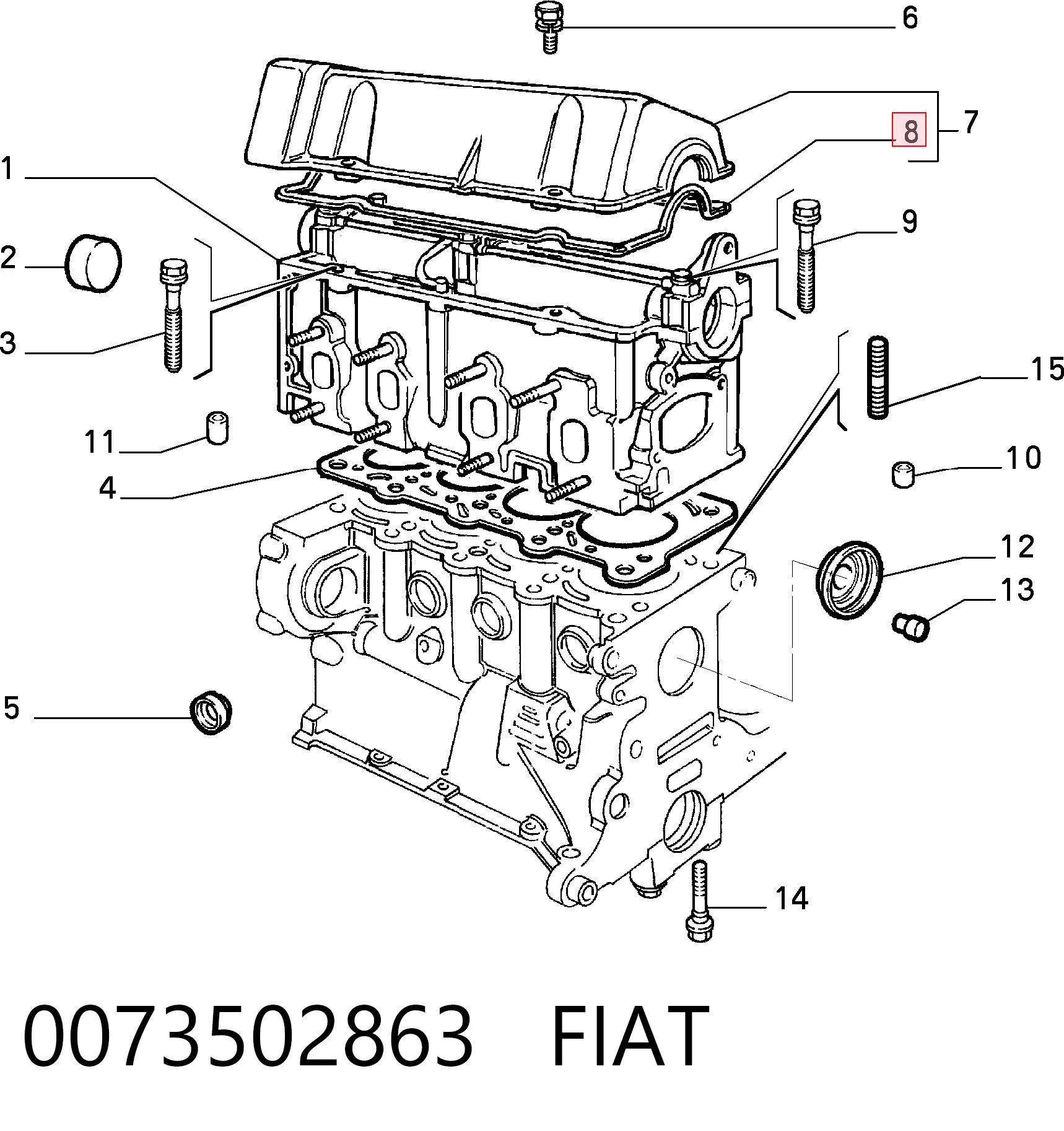  Vedante de tampa de válvulas de motor Fiat Uno hatchback (146A) (1983 - 1996) 