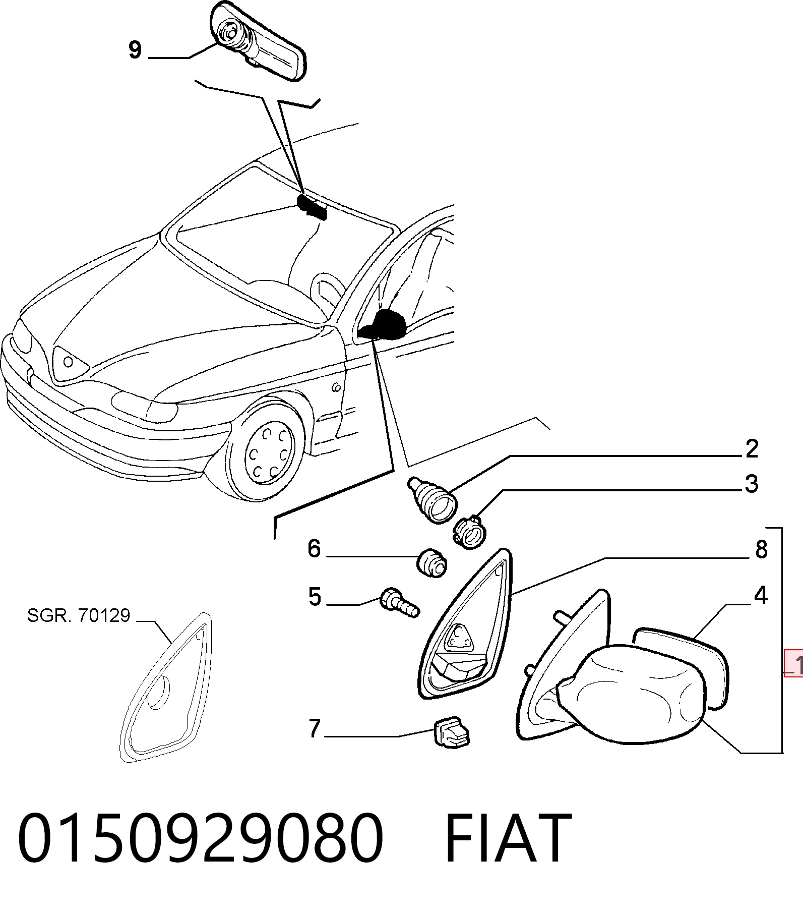 Espelho de retrovisão esquerdo Alfa Romeo 146  930 ao melhor preço