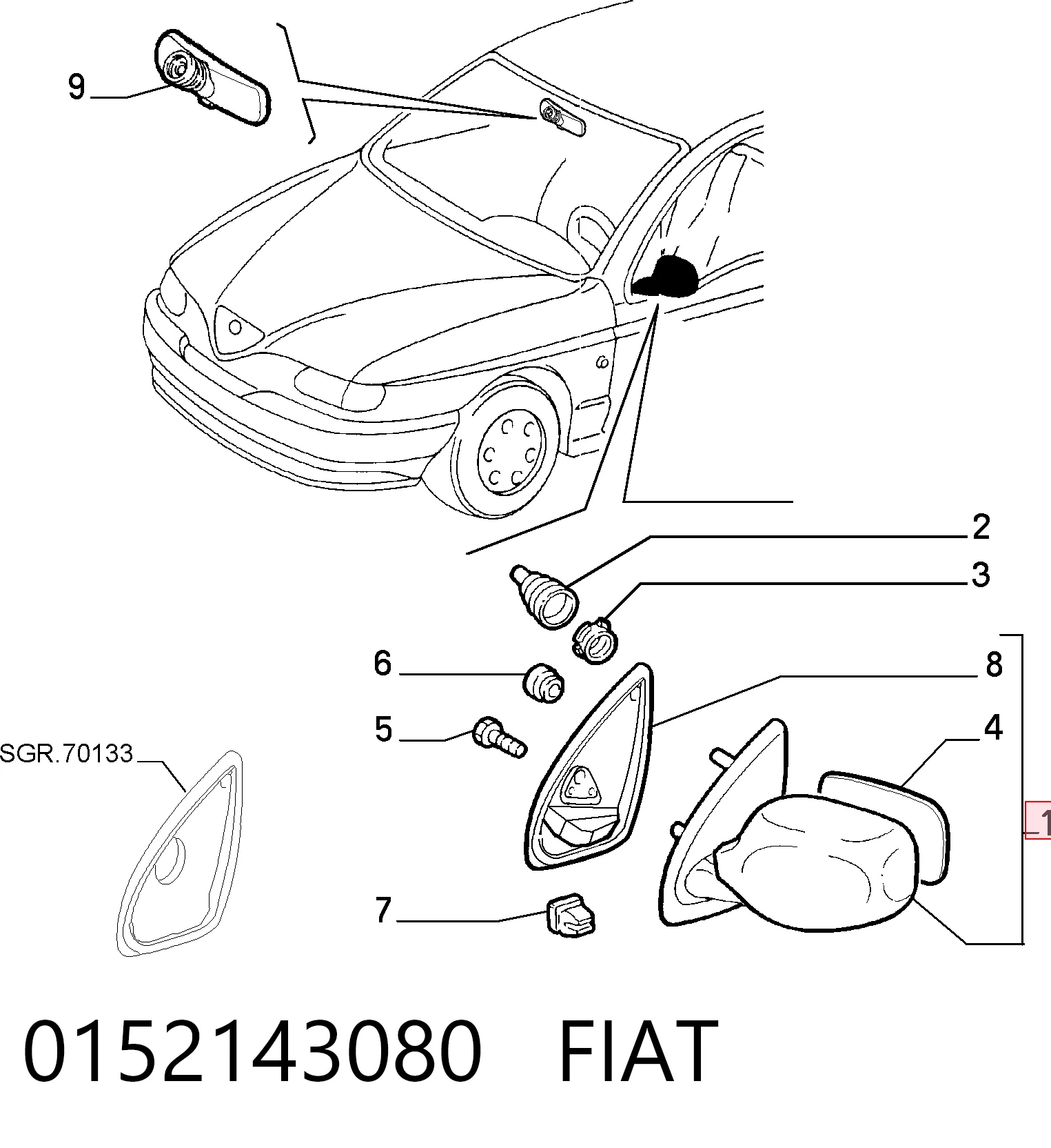 Espelho de retrovisão esquerdo para Alfa Romeo 146  930