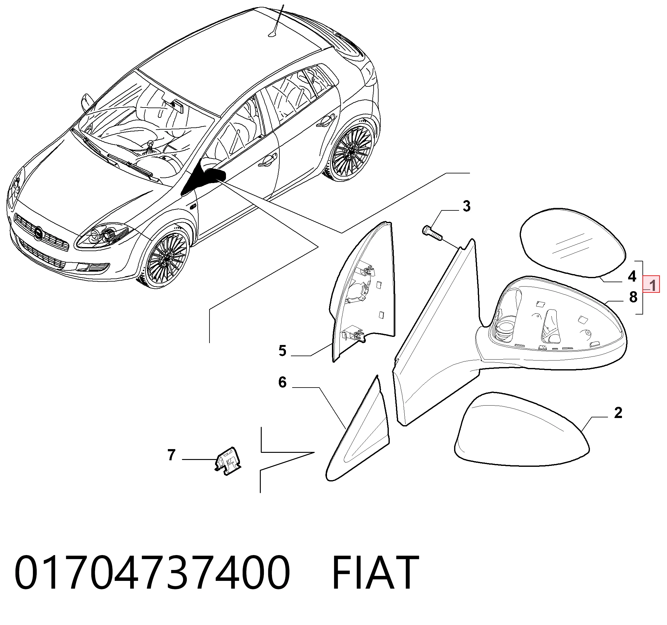 Espelho de retrovisão esquerdo Fiat Bravo preço, a partir de 53,80 USD