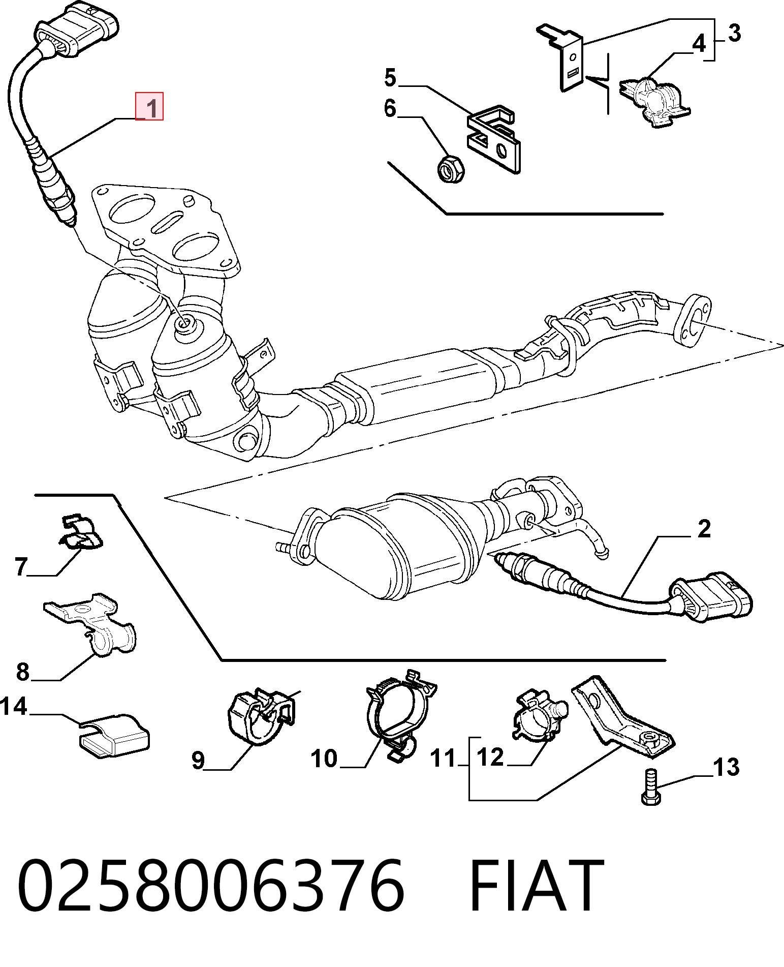 0258006376 Fiat/Alfa/Lancia Sonda lambda, sensor de oxigênio