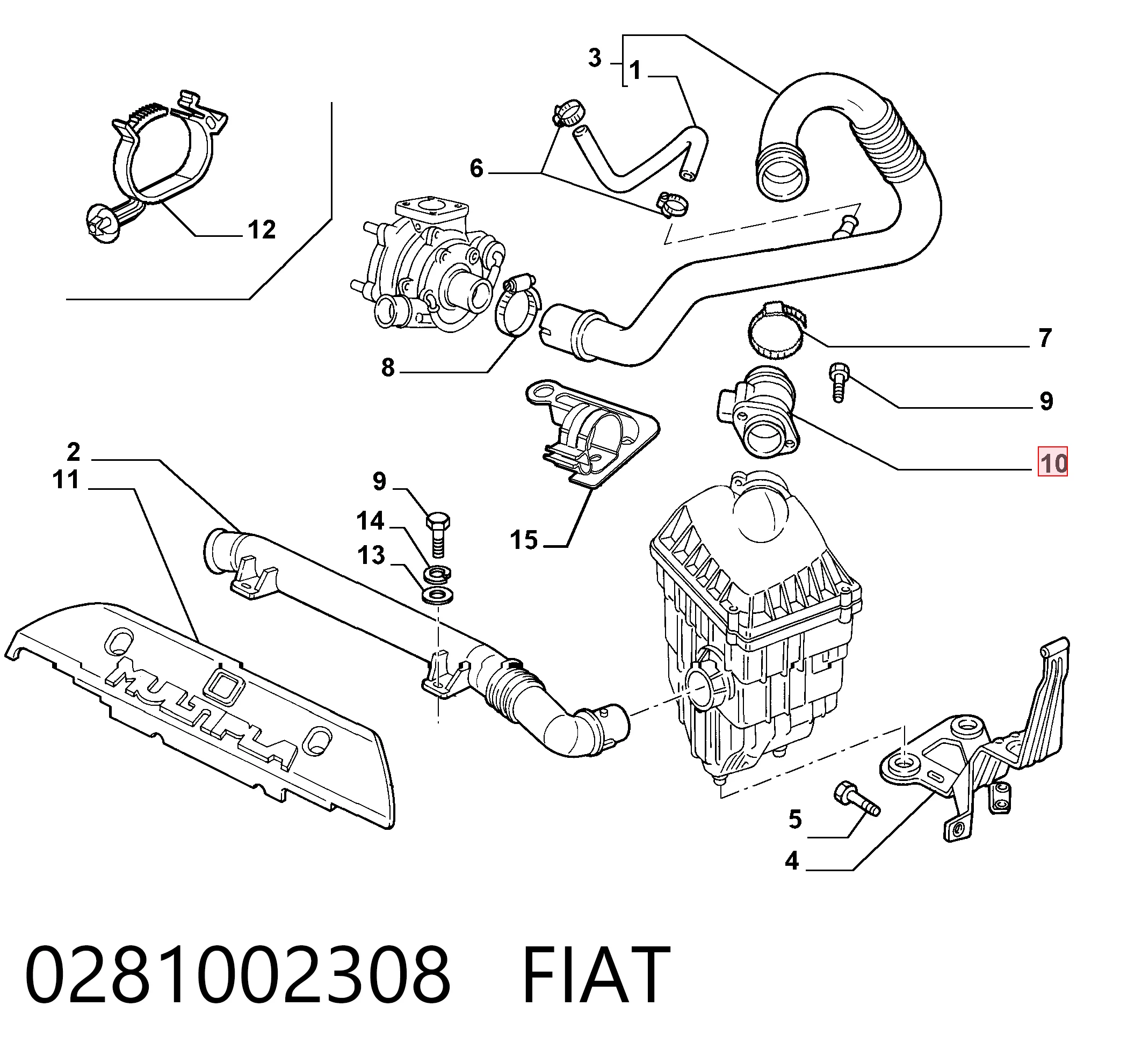0281002308 Fiat/Alfa/Lancia Sensor de fluxo (consumo) de ar, medidor de consumo M.A.F. - (Mass Airflow)