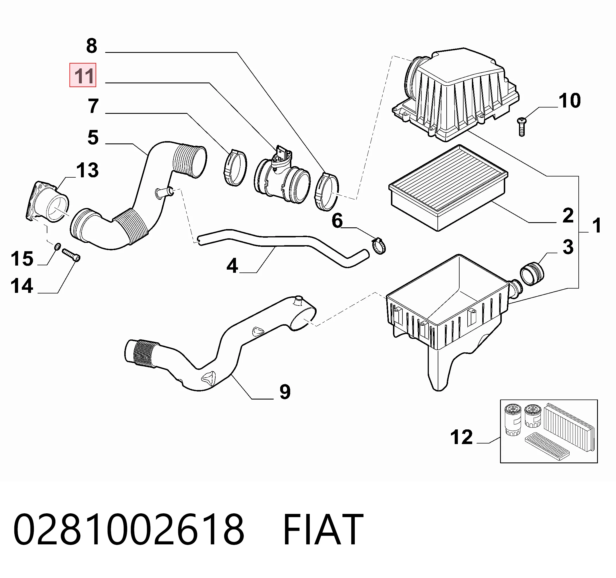 0281002618 Fiat/Alfa/Lancia Sensor de fluxo (consumo) de ar, medidor de consumo M.A.F. - (Mass Airflow)