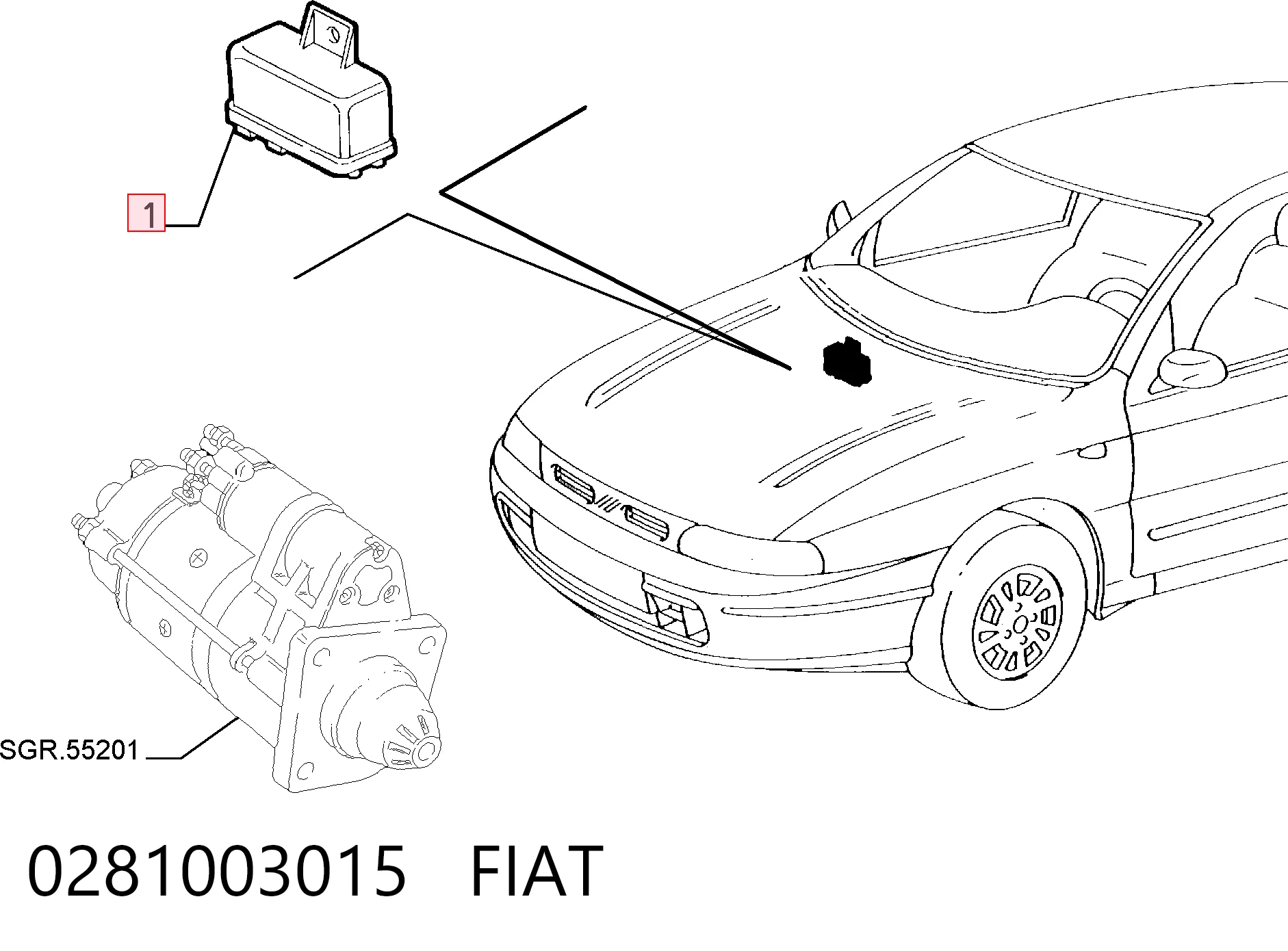 Relê das velas de incandescência Fiat Linea  323