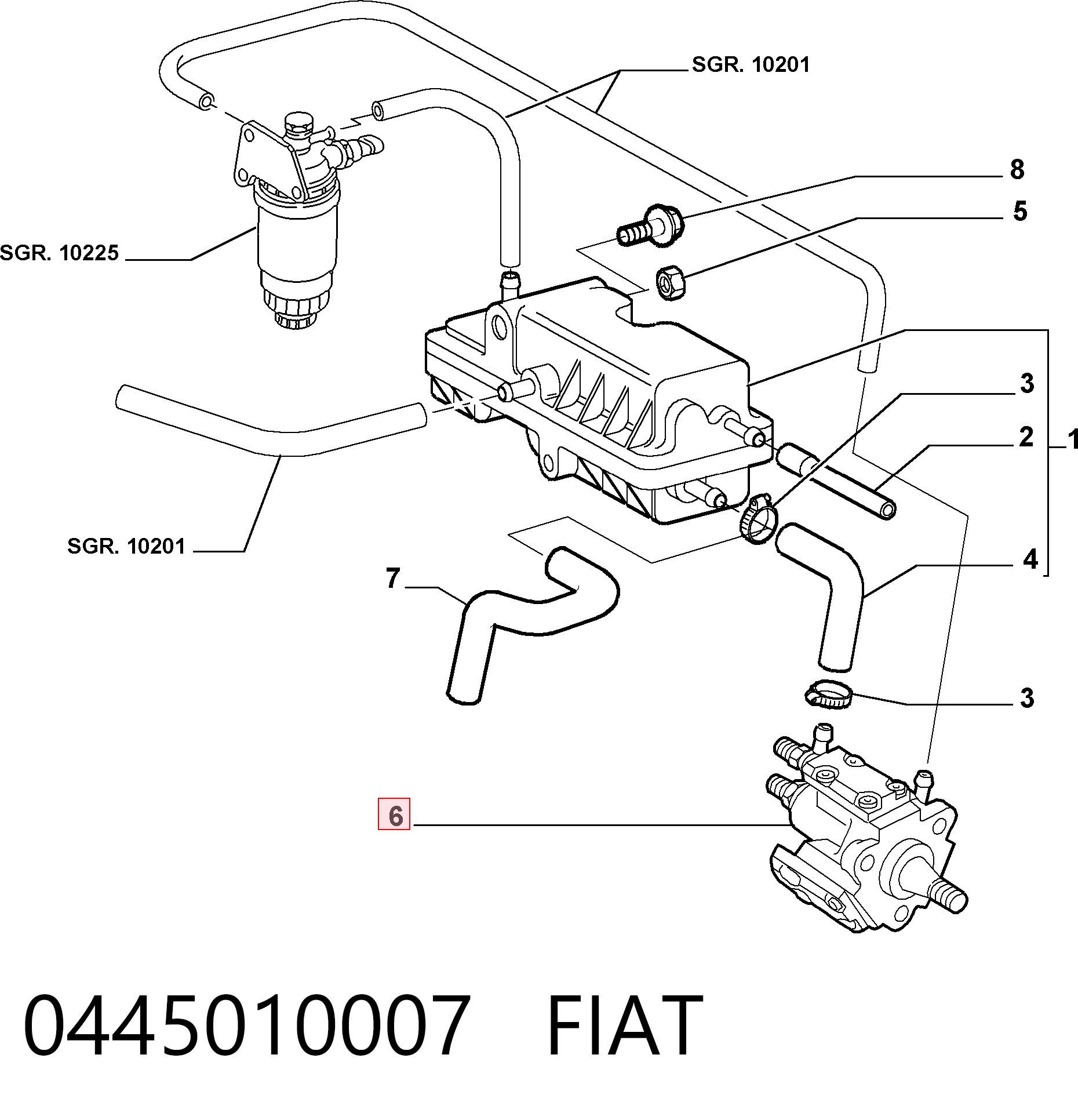 0445010007 Fiat/Alfa/Lancia Bomba de combustível de pressão alta
