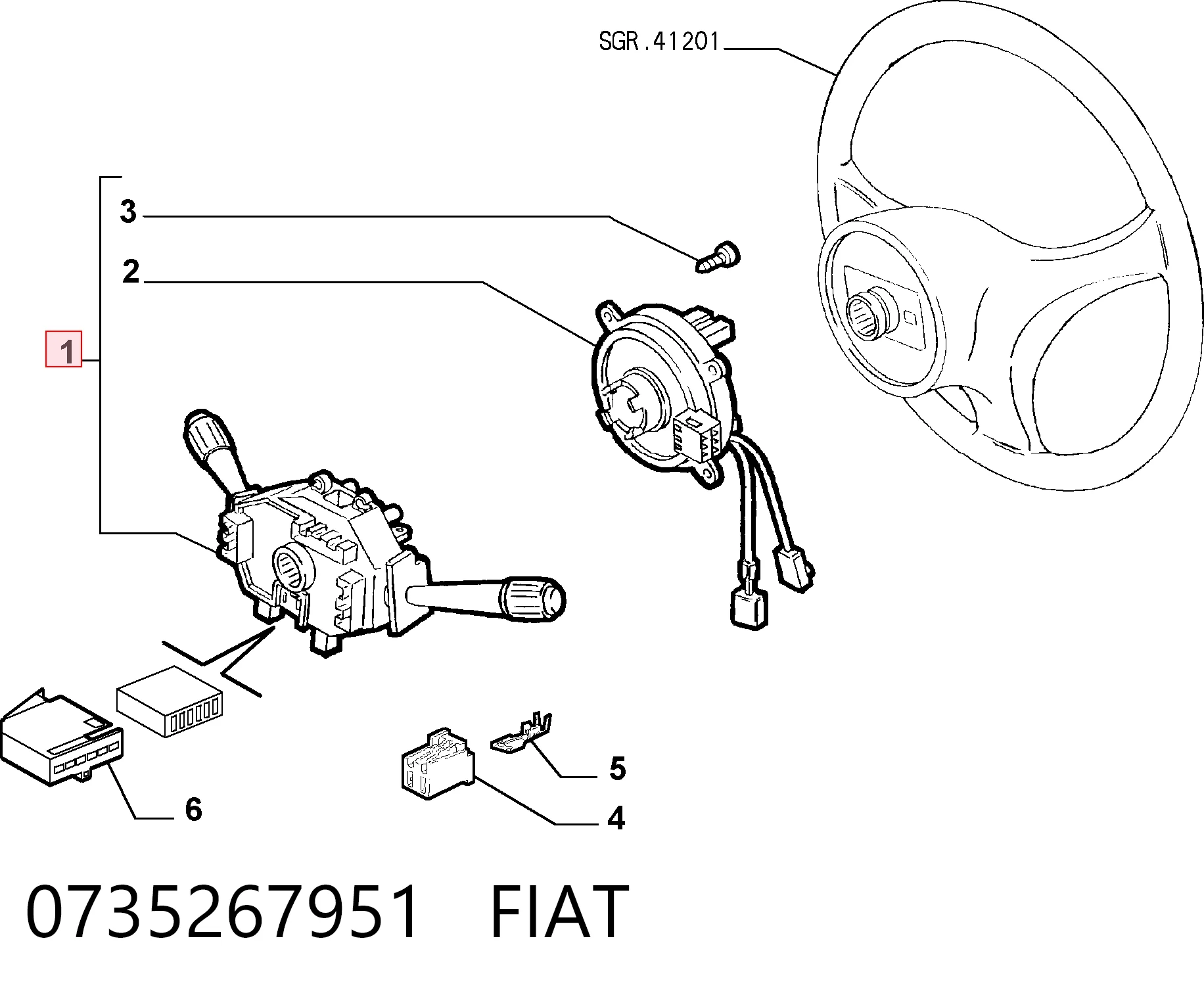  Comutador instalado na coluna da direção, montado Fiat Punto II hatchback (188) (1999 - 2012) II