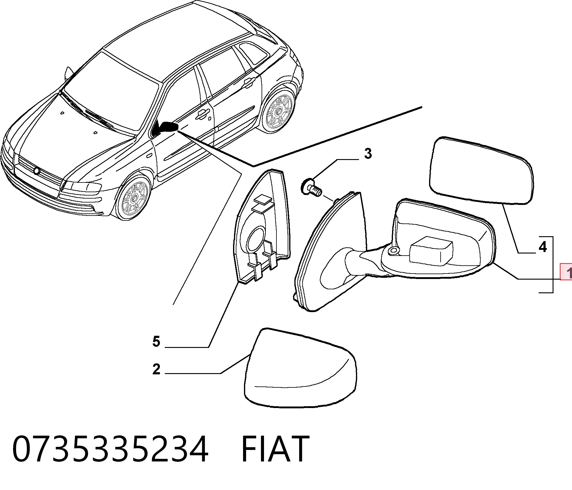  Espelho de retrovisão esquerdo Fiat Stilo hatchback (192) (2001 - 2006) 