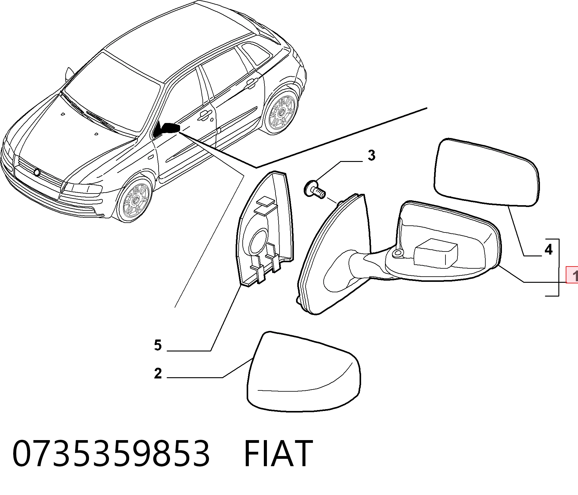 Compre Espelho de retrovisão esquerdo Fiat Stilo 