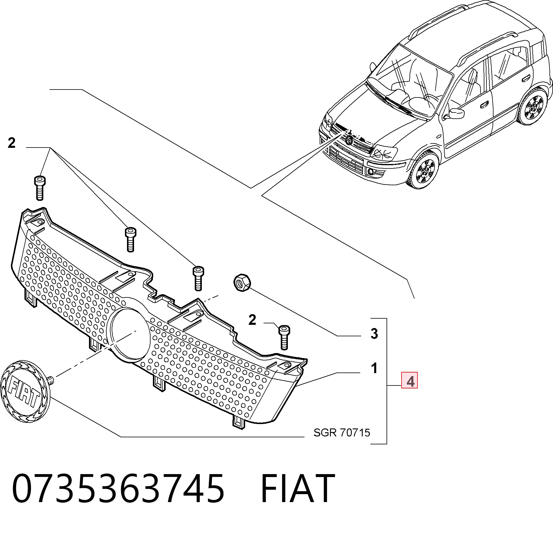 Grelha do radiador Fiat Panda II 169A ao melhor preço